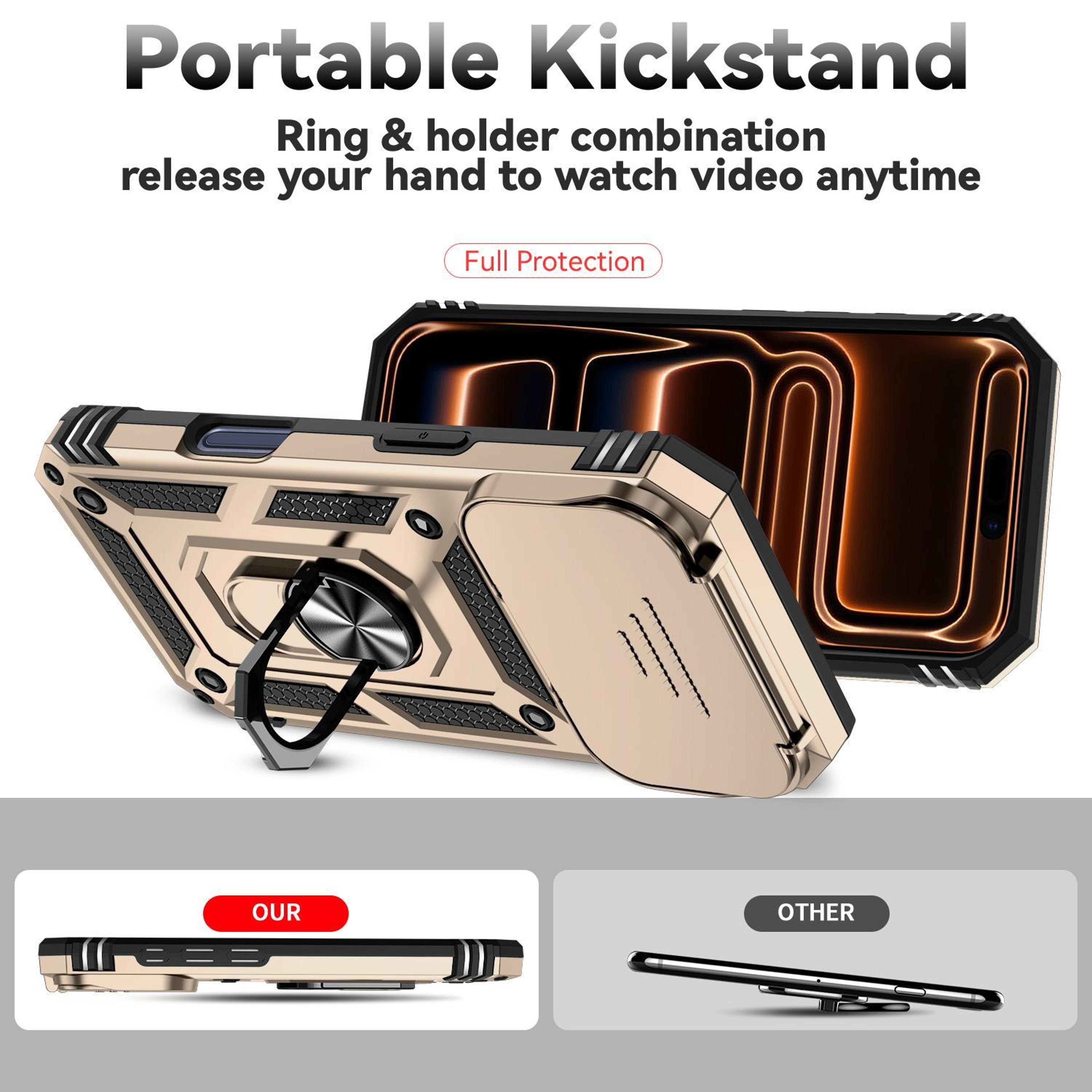 IPhone 18 Pro Magnetic Ring Kickstand Case With Sliding Camera Cover 2