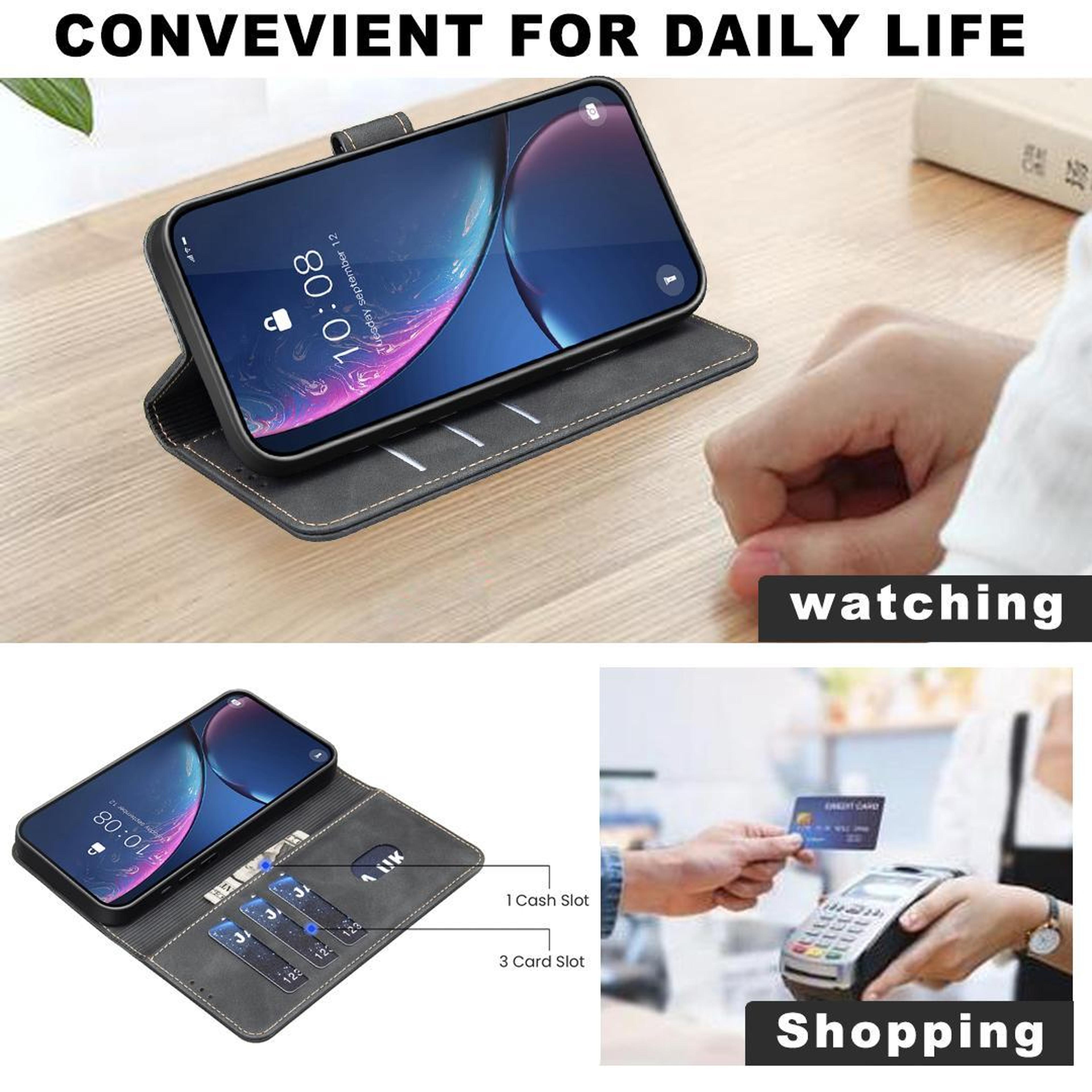 IPhone 18 Pro RFID Vegan Leather Wallet Case With Card Slots And Kickstand 4