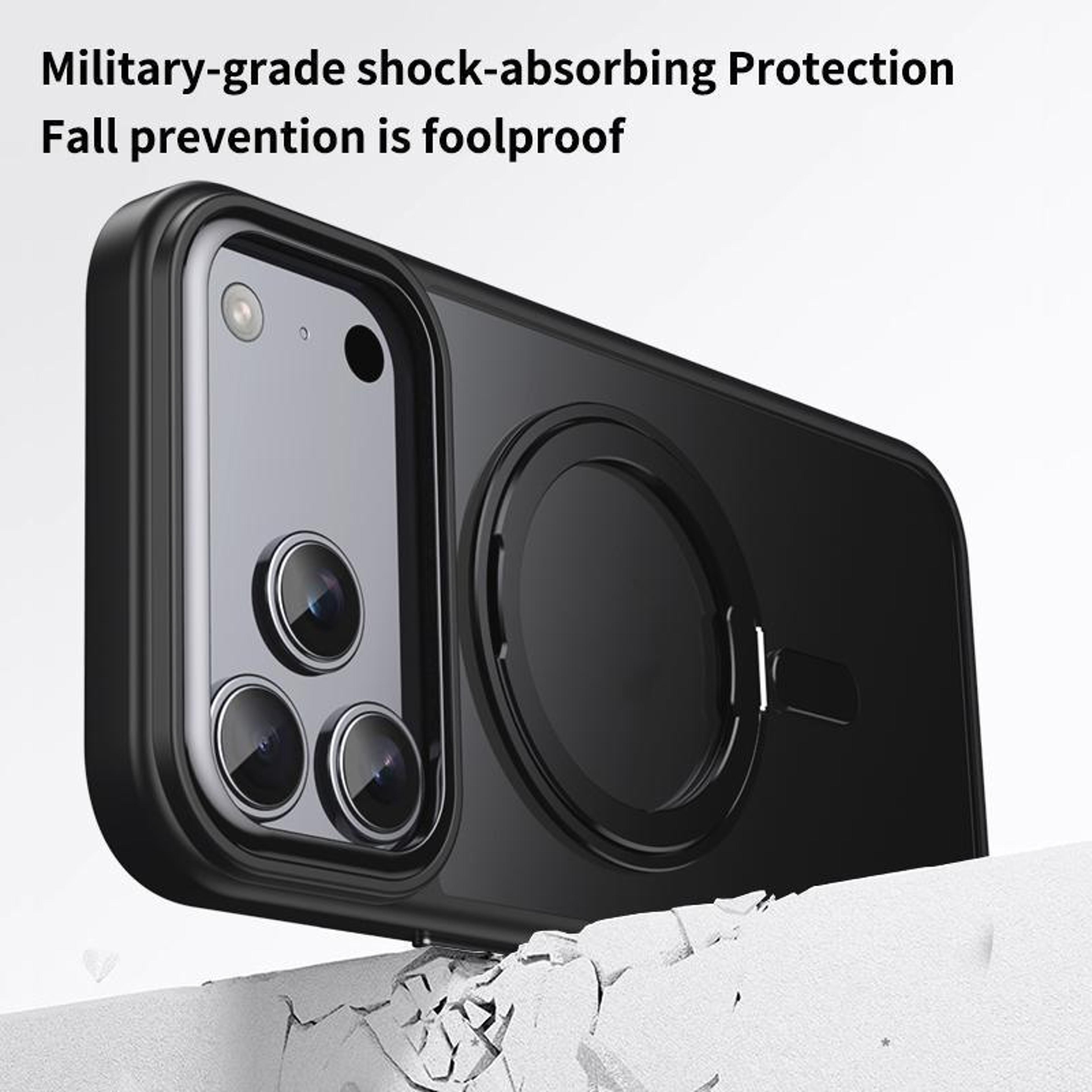 IPhone 18 Pro Max Frosted MagSafe Case With 360 Degree Rotating Ring Stand 4