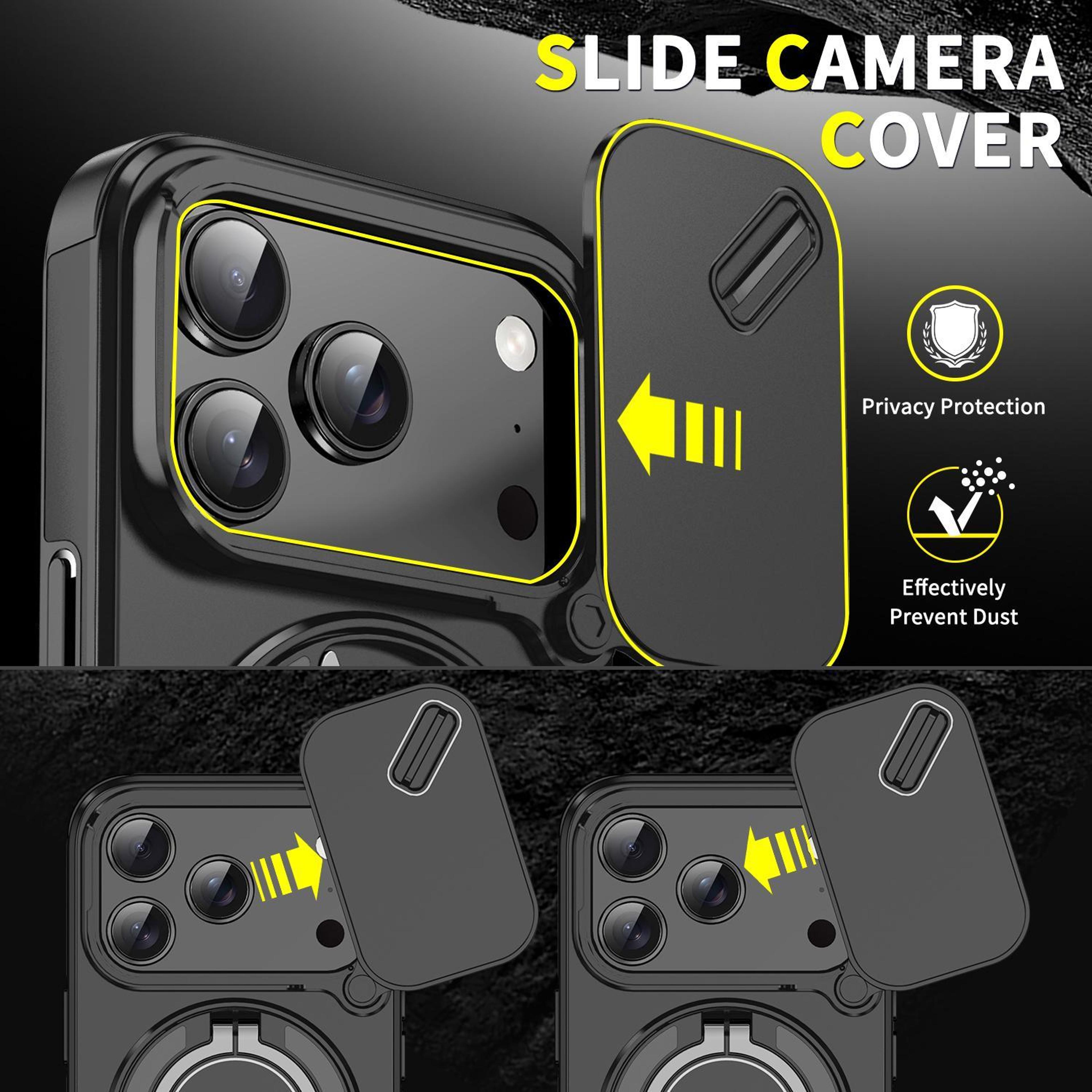 18 Pro Sliding Camera Cover Ring Holder Phone Case 5