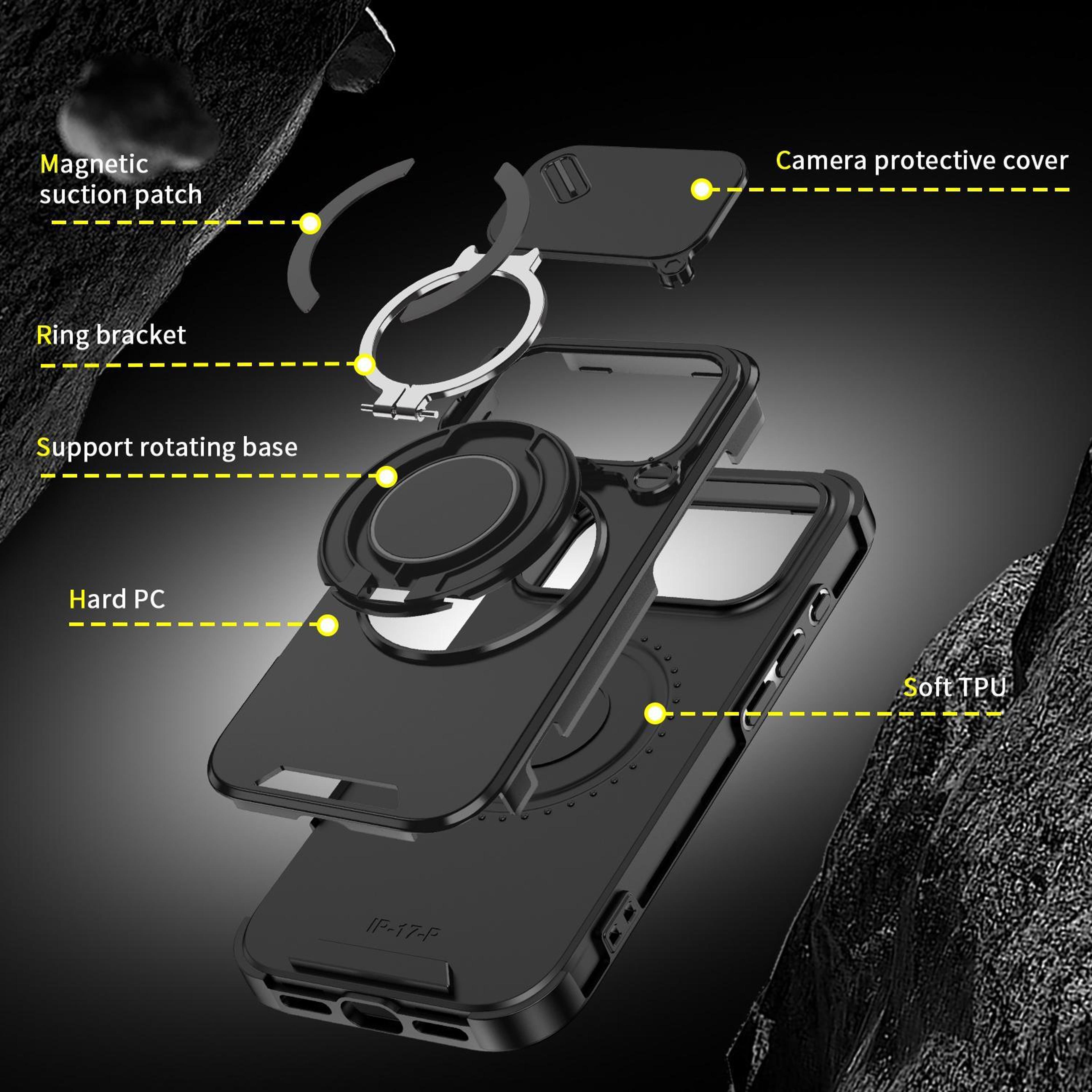 18 Pro Sliding Camera Cover Ring Holder Phone Case 8