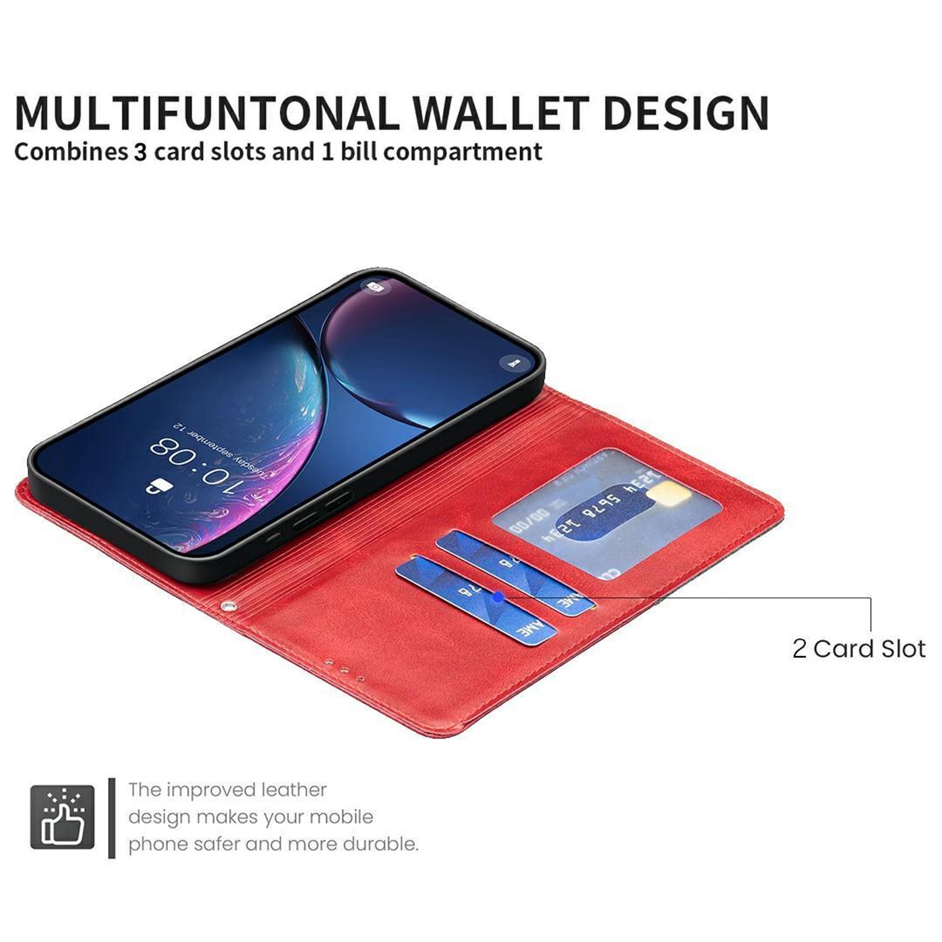 IPhone 18 Pro Max Magnetic PU Leather Case With Card Slots Stand And Rhombus Texture 7