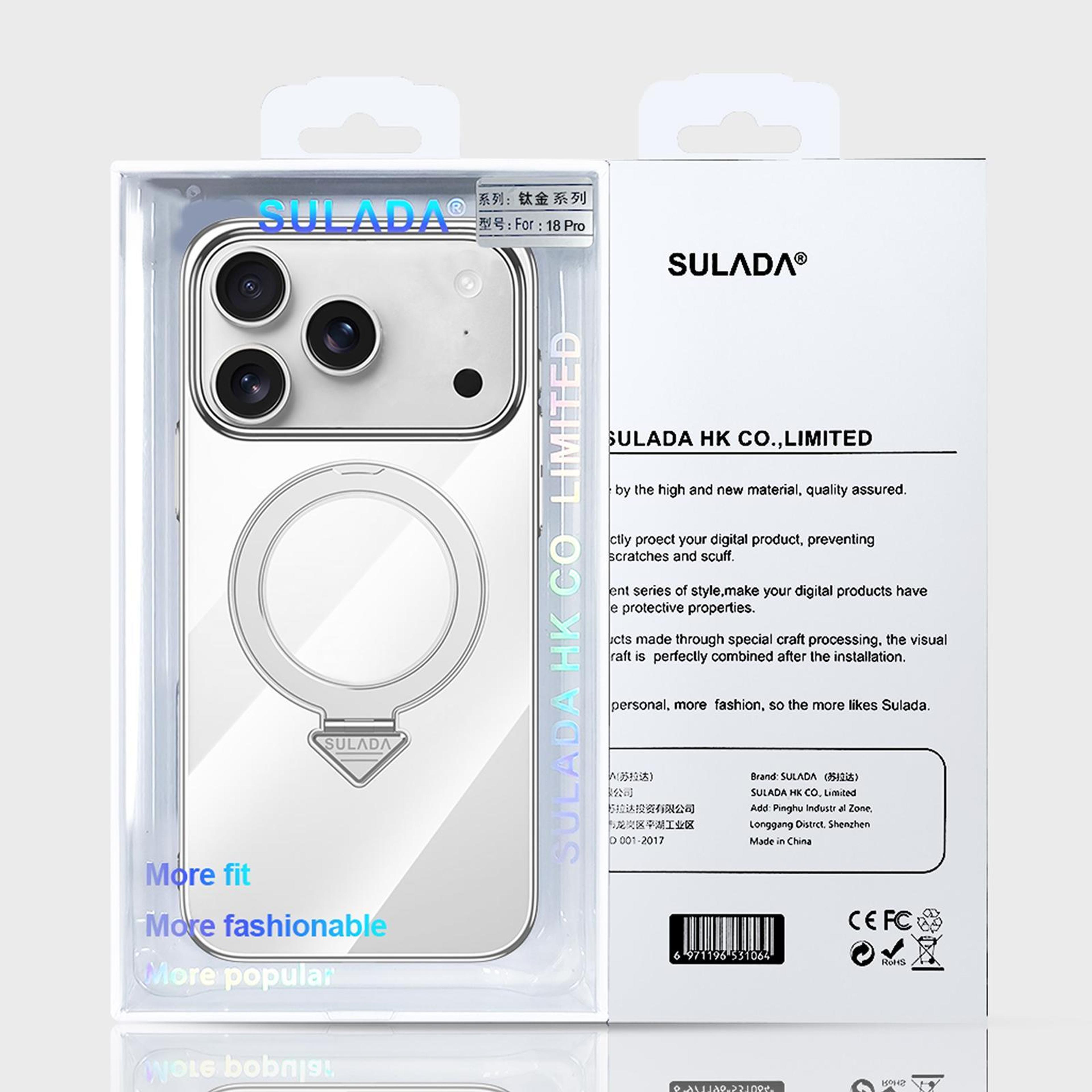 IPhone 18 Pro Max Clear MagSafe Case With Metal Kickstand 2