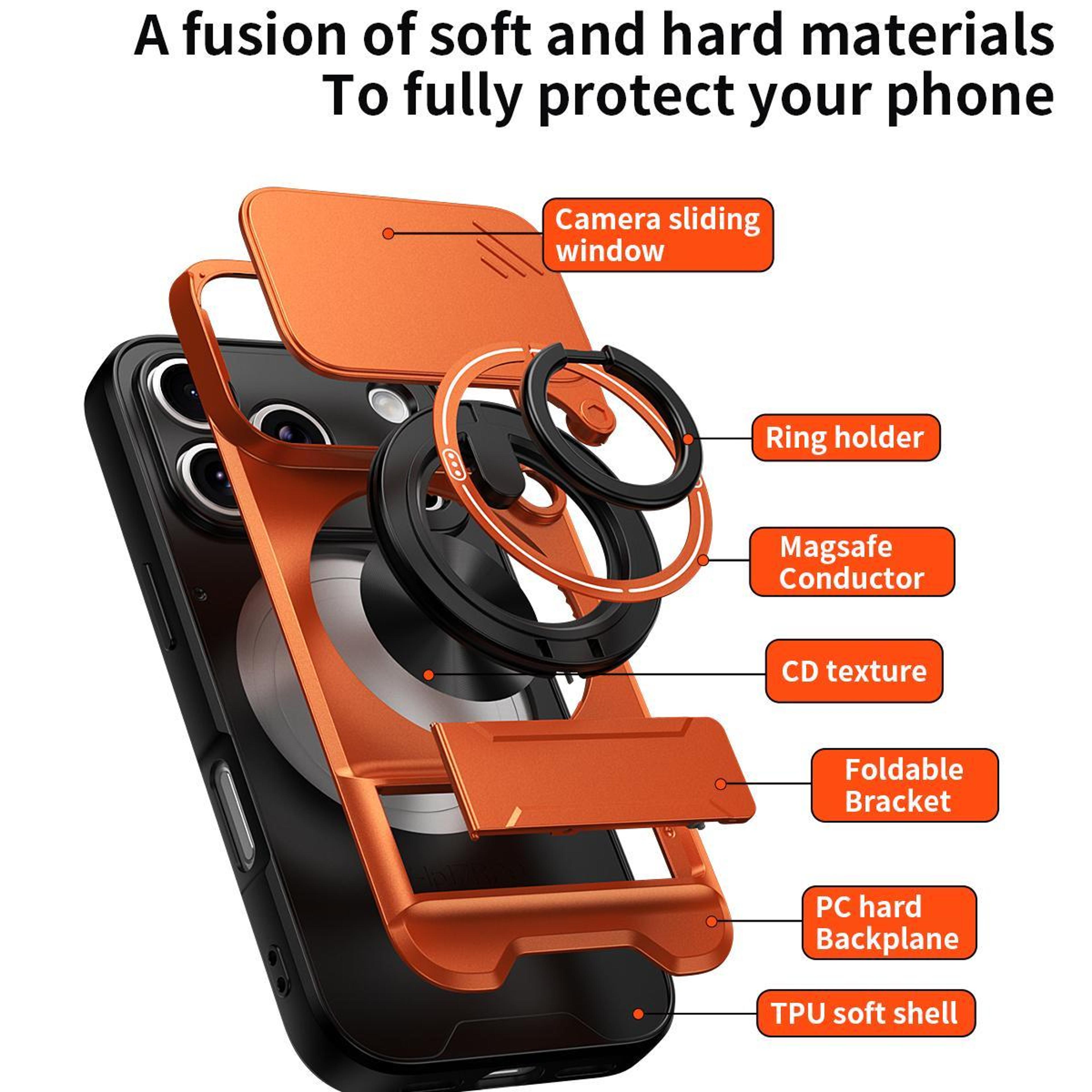 IPhone 18 Pro Magnetic Shockproof Case With Sliding Lens Cover And Stand 1