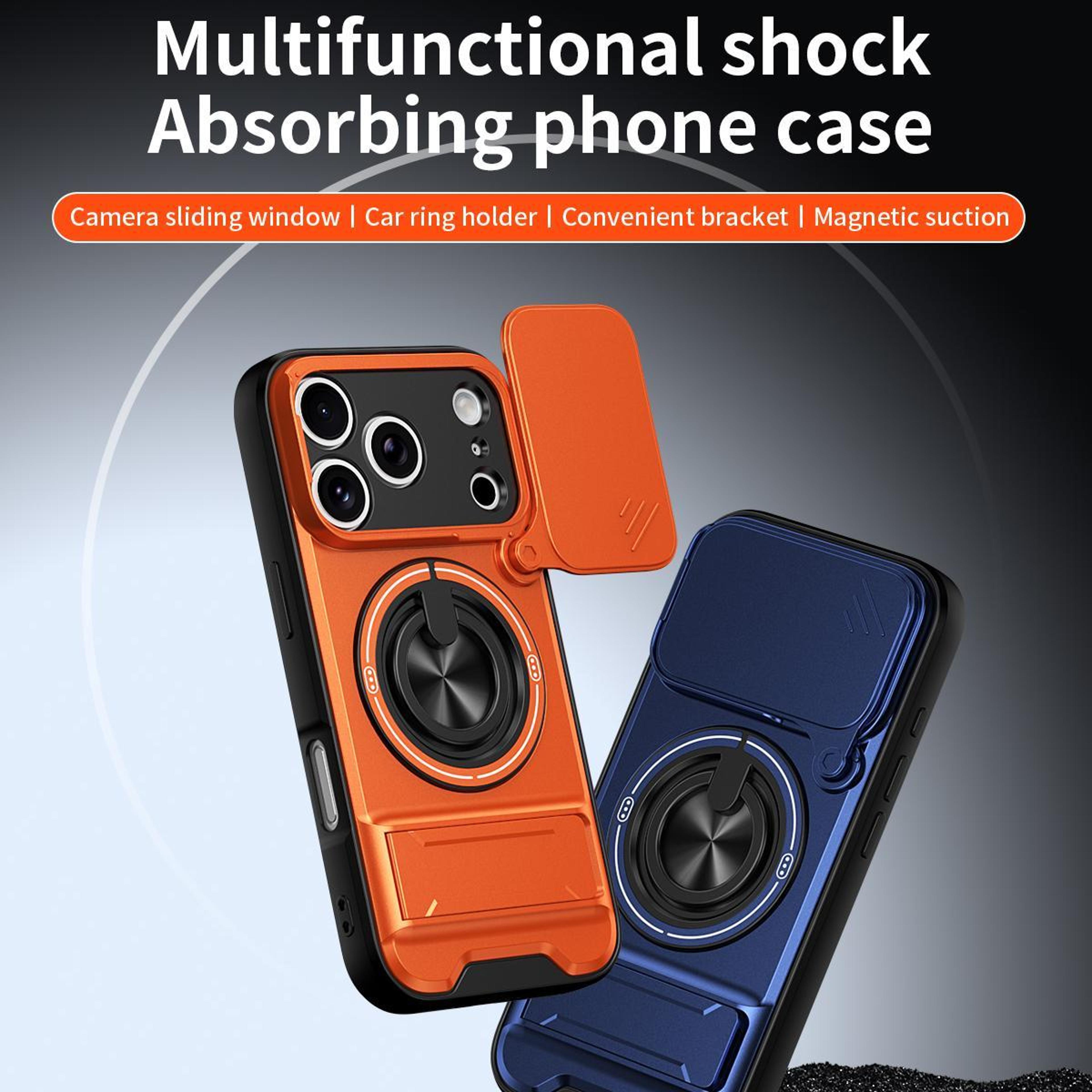 IPhone 18 Pro Magnetic Shockproof Case With Sliding Lens Cover And Stand 8