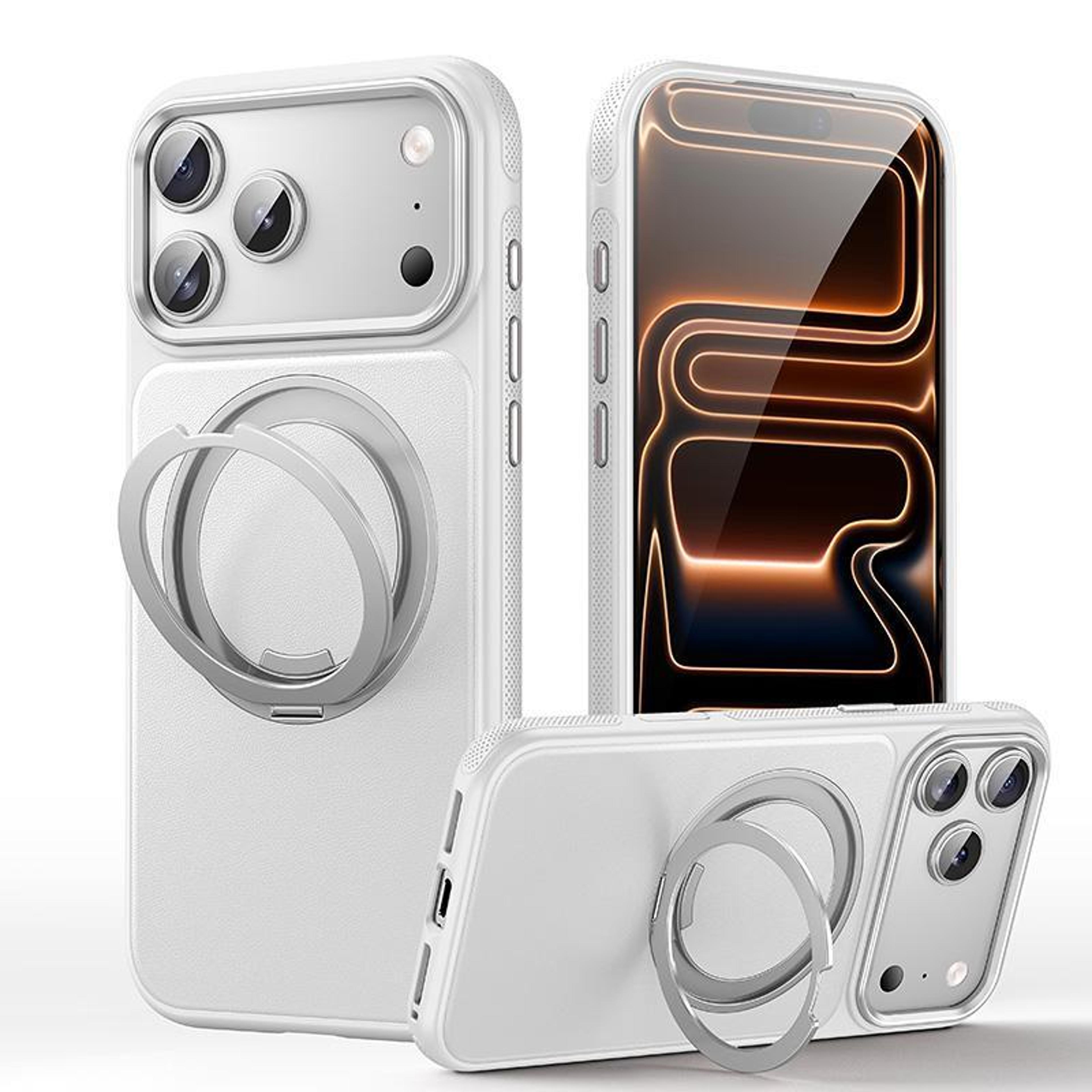 18 Pro Max Leather Texture 360 Rotating Magnetic Holder Phone Case 0