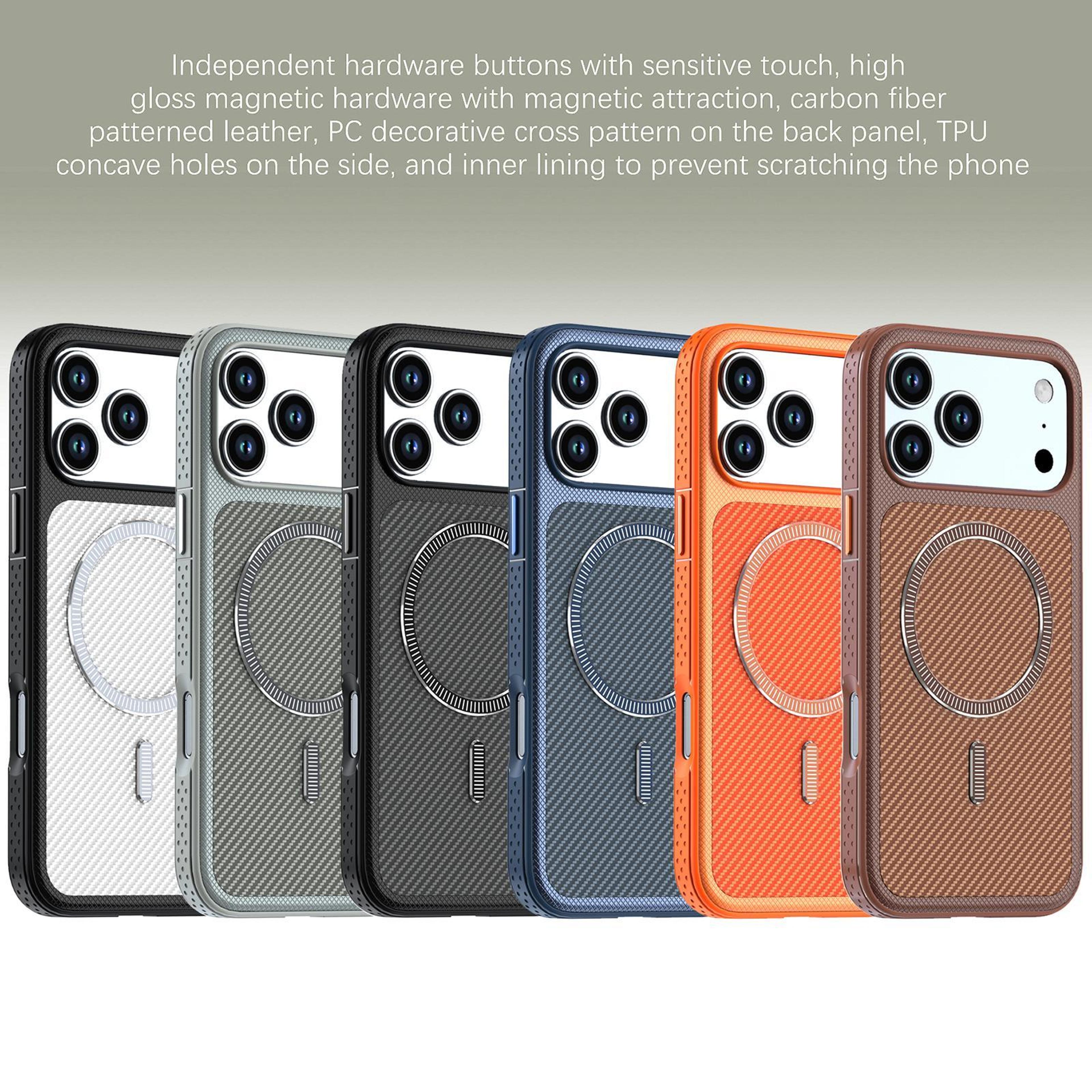 IPhone 18 Pro Carbon Fiber Texture Magnetic Phone Case 6