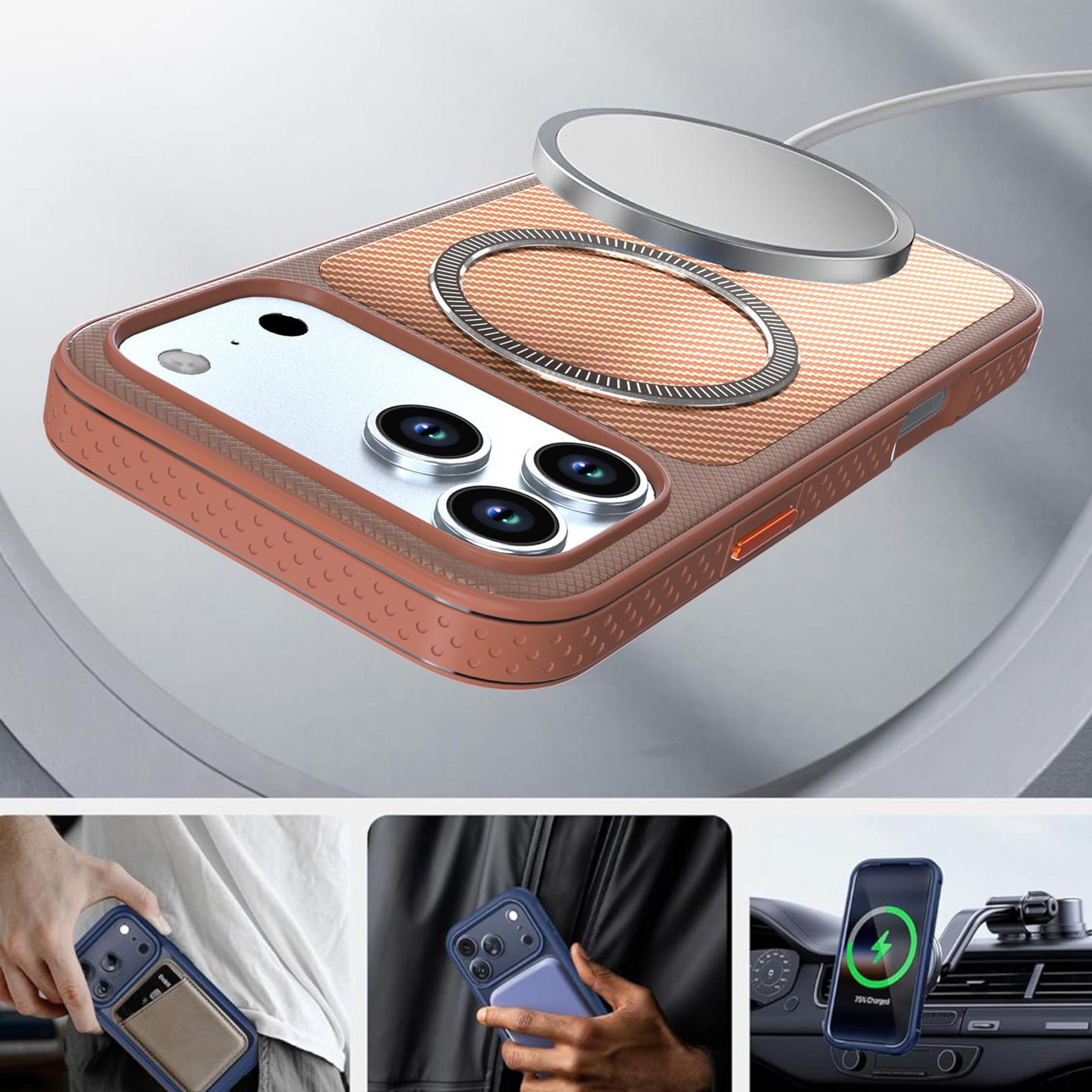 Carbon Fiber Texture Magnetic Phone Case For 18 Pro Max 5