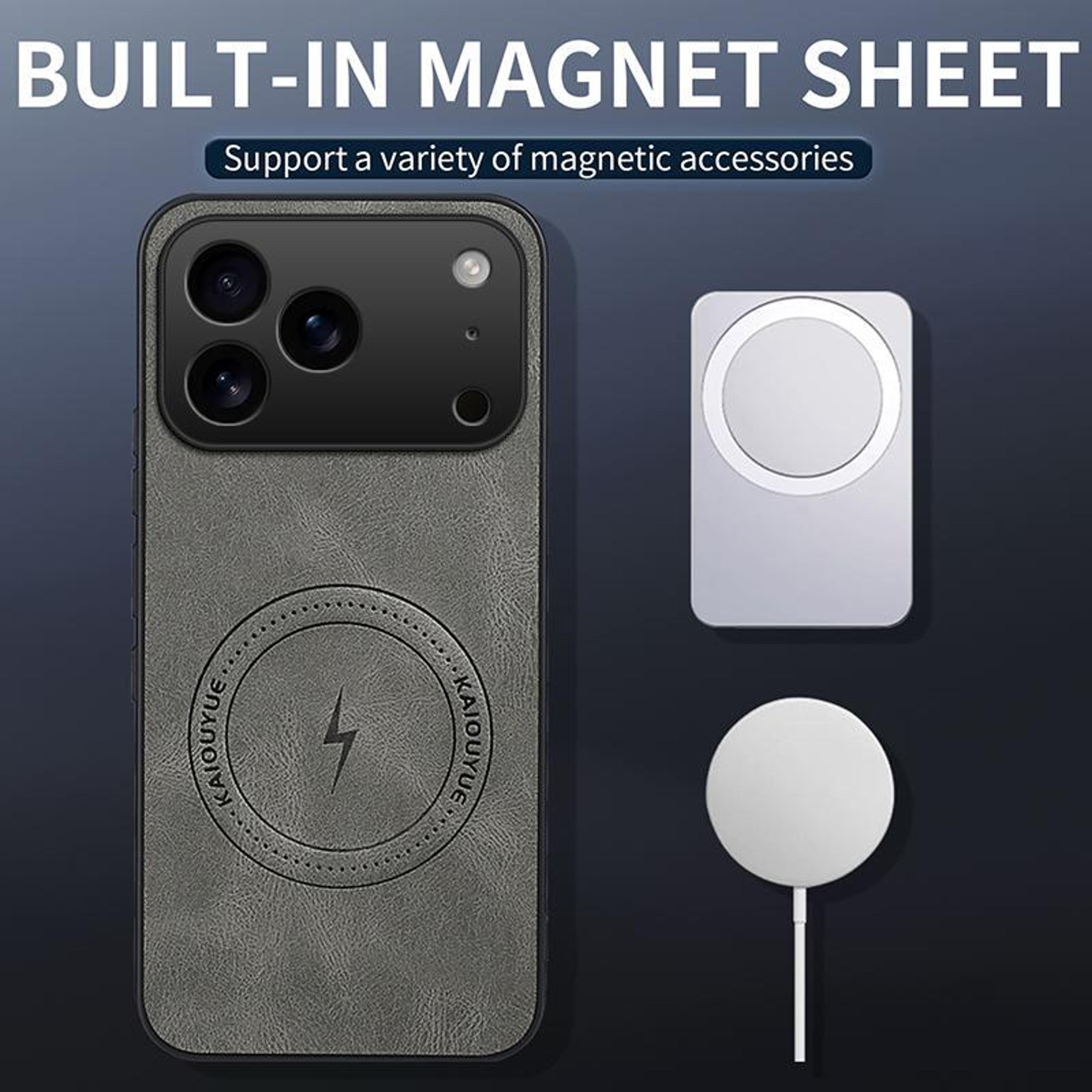 IPhone 18 Pro Magnetic Phone Case With Nappa Texture And Slim PC TPU Design 1