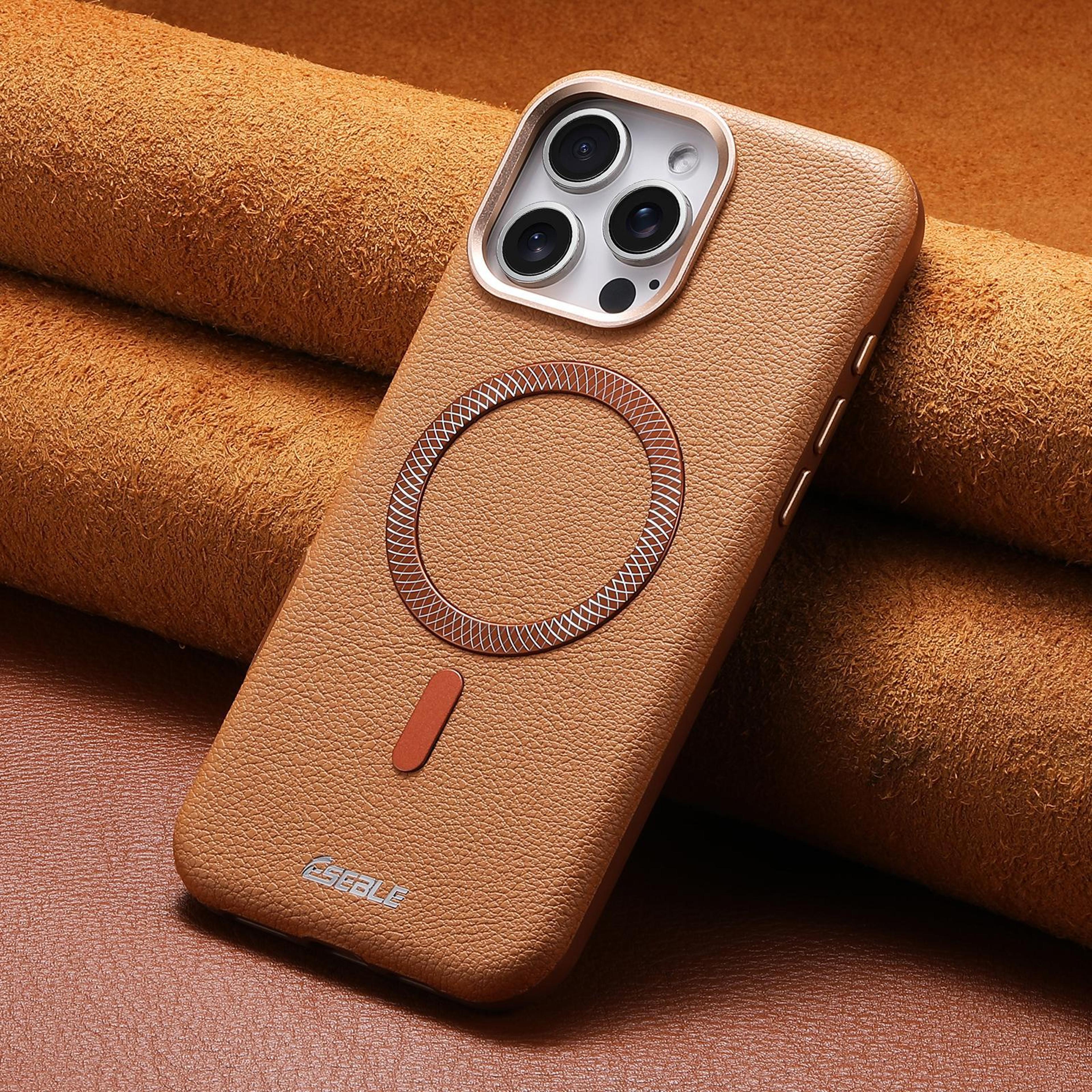 IPhone 18 Pro Max Magnetic Litchi Texture Phone Case With Metal Lens Button 2