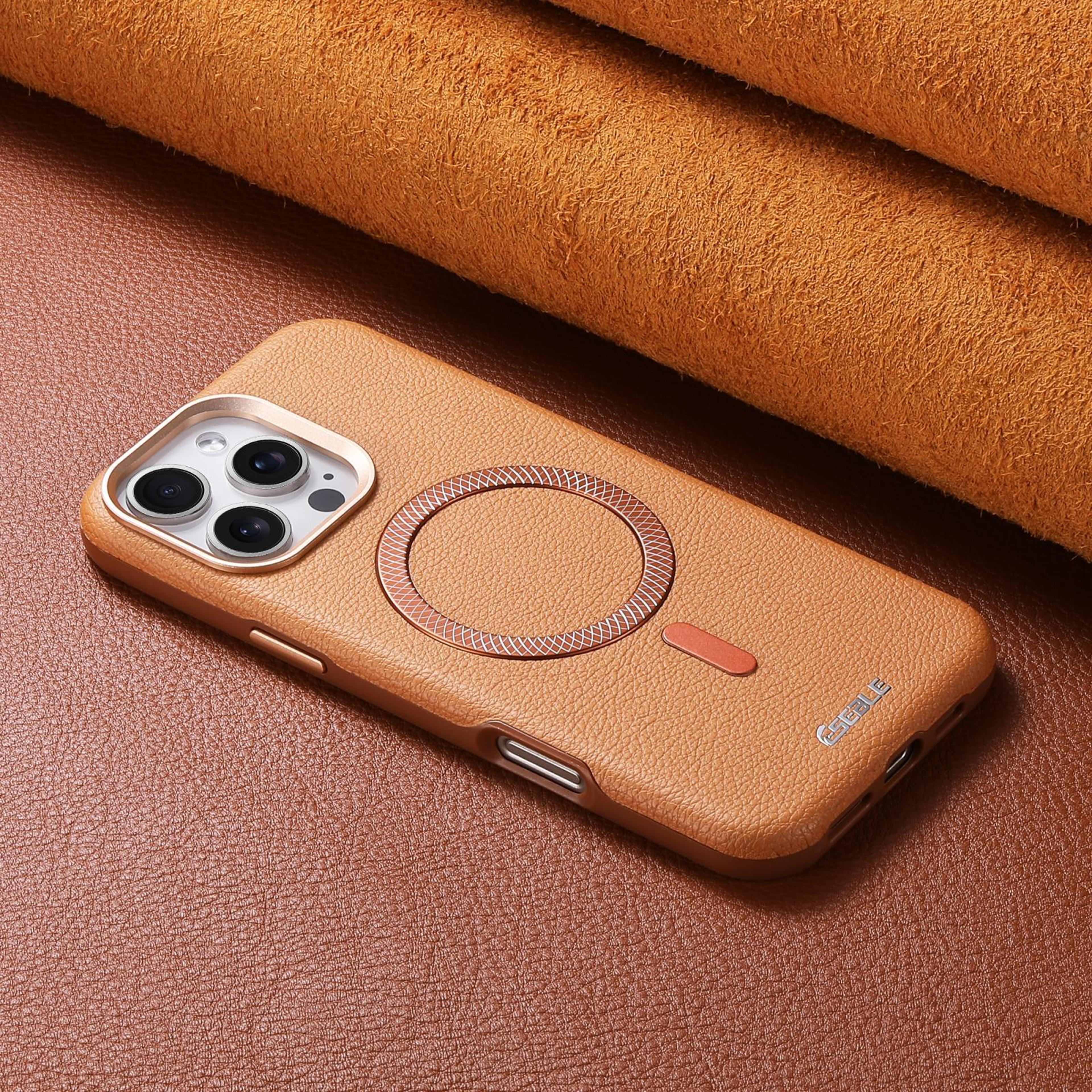 IPhone 18 Pro Max Magnetic Litchi Texture Phone Case With Metal Lens Button 3