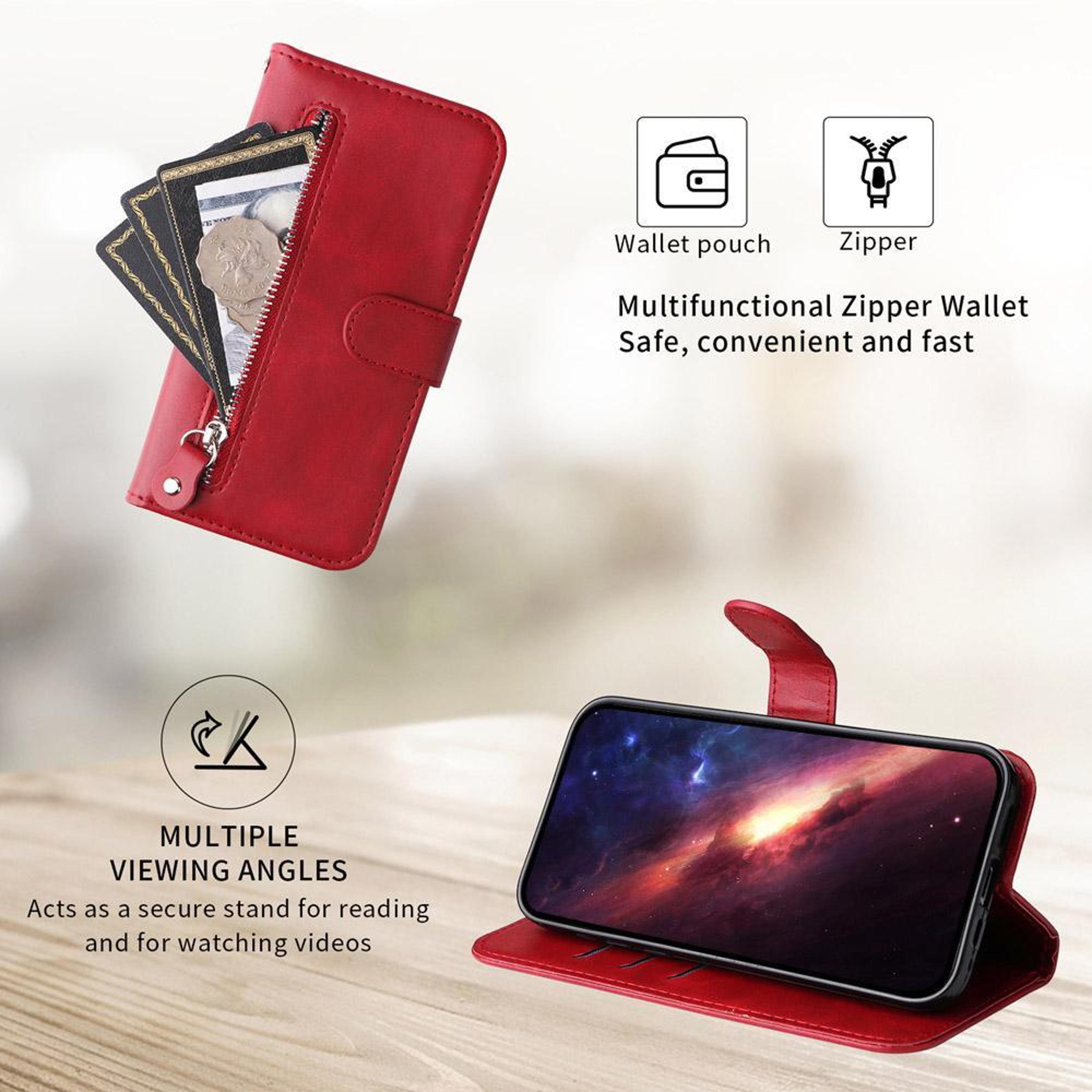 IPhone 18 Pro Calf Texture Leather Zipper Wallet Case With Card Slot And Stand 3