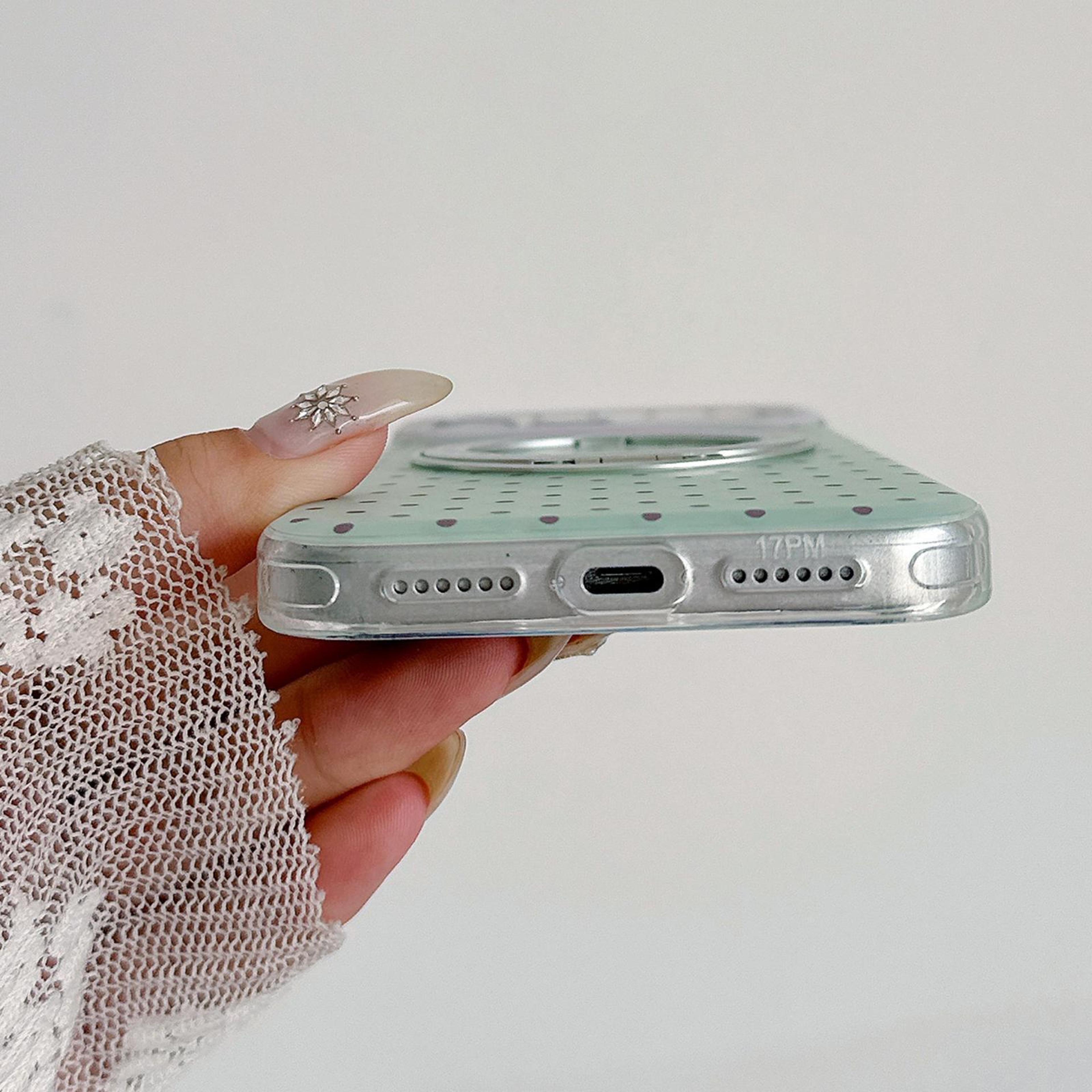 Magnetic Phone Case For 18 Pro With 360 Rotating Ring Stand And Minimalist Point Pattern 5
