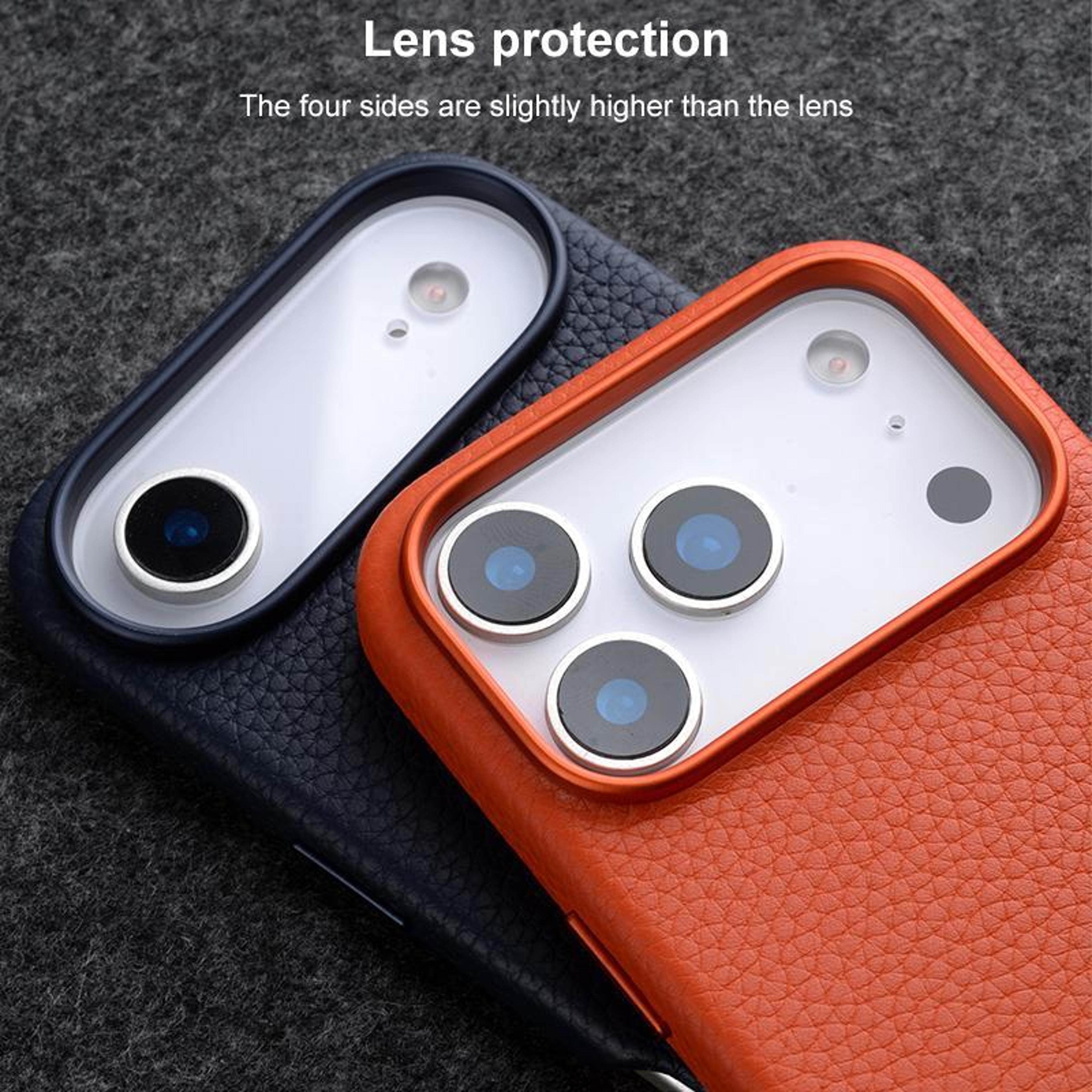 IPhone 18 Pro Genuine Leather Magnetic Full Coverage Case With AI Button 5
