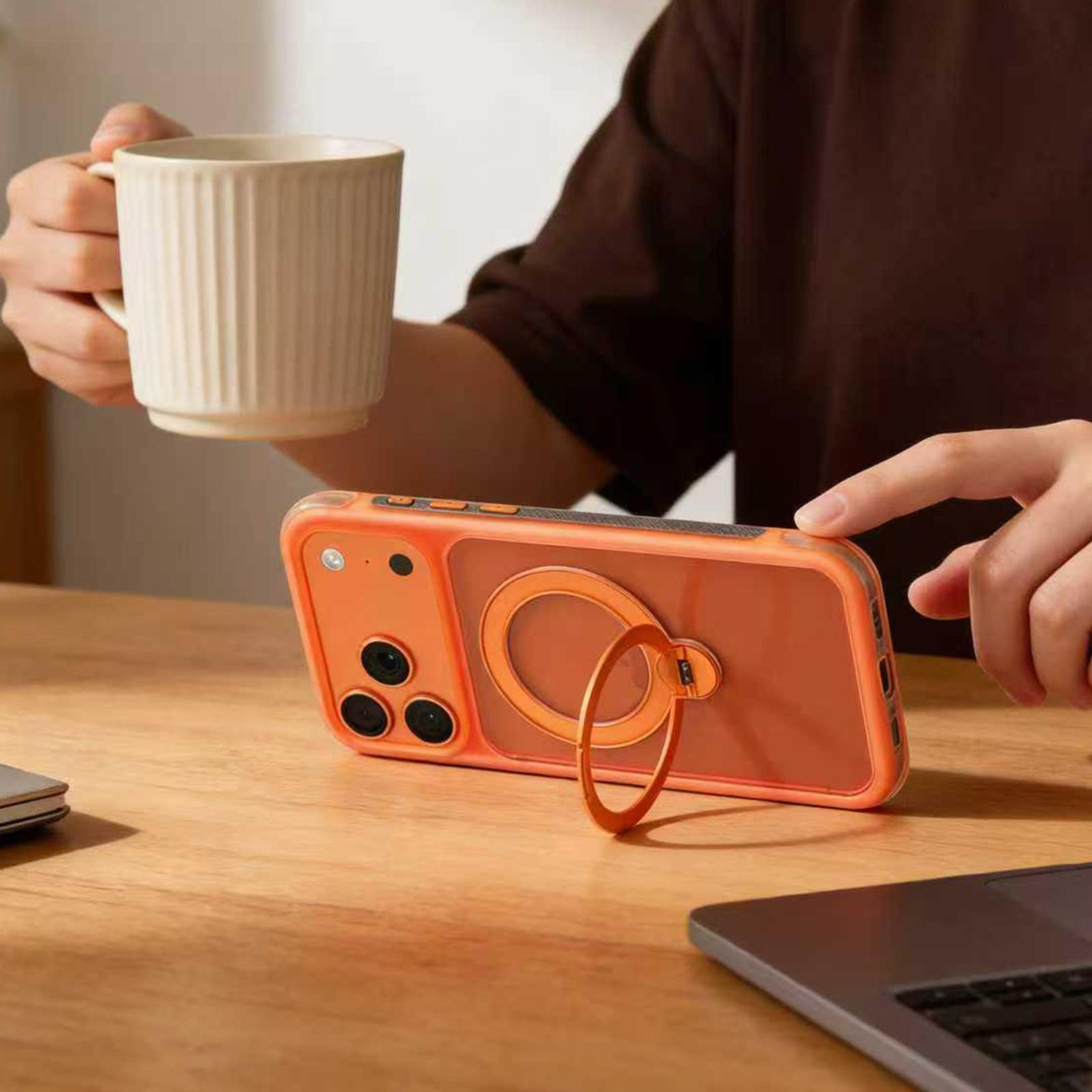 IPhone 18 Pro Magnetic Stand Case With 360 Degree Rotating Holder And Corner Protection 4