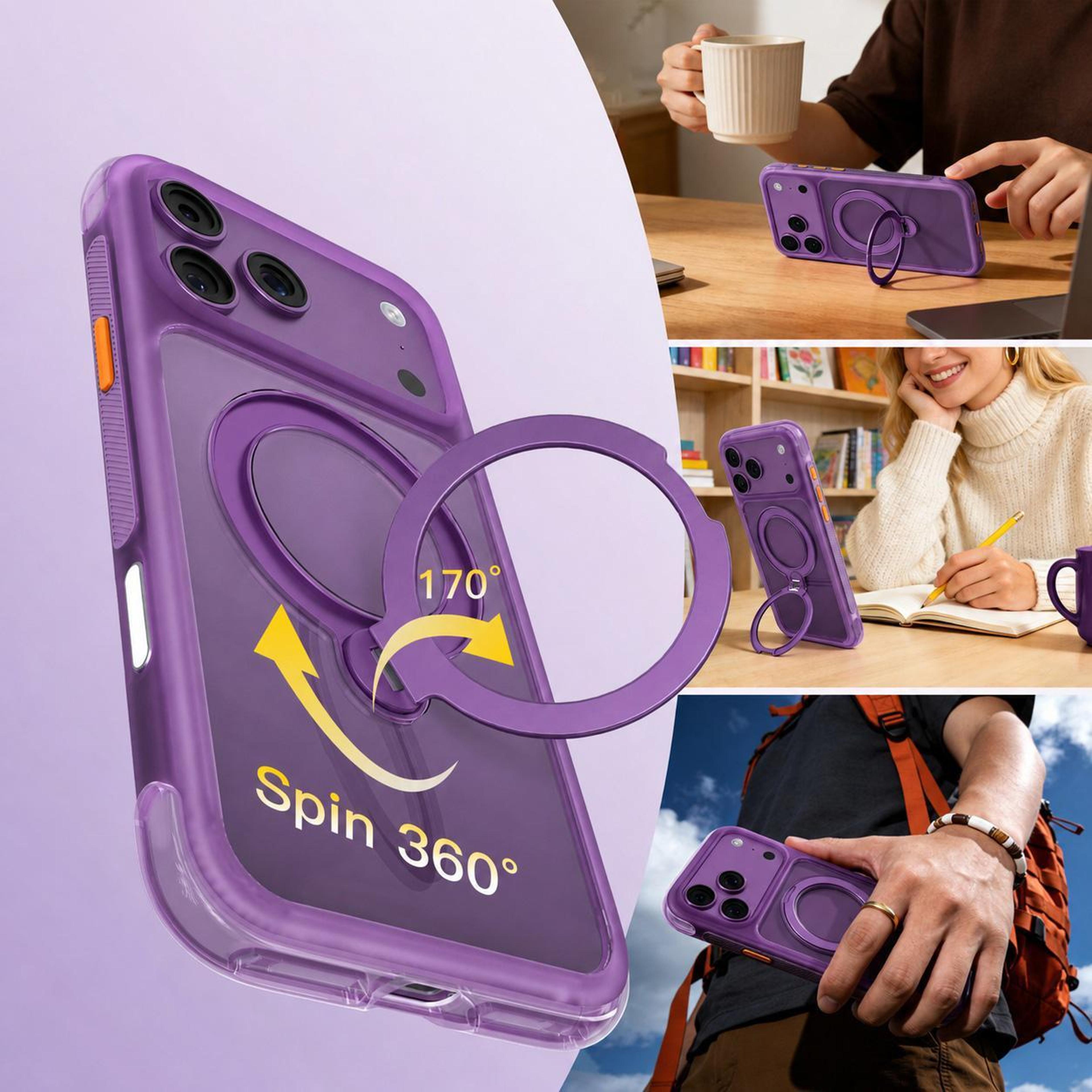IPhone 18 Pro Max Magnetic Stand Case With 360 Rotating Holder 5