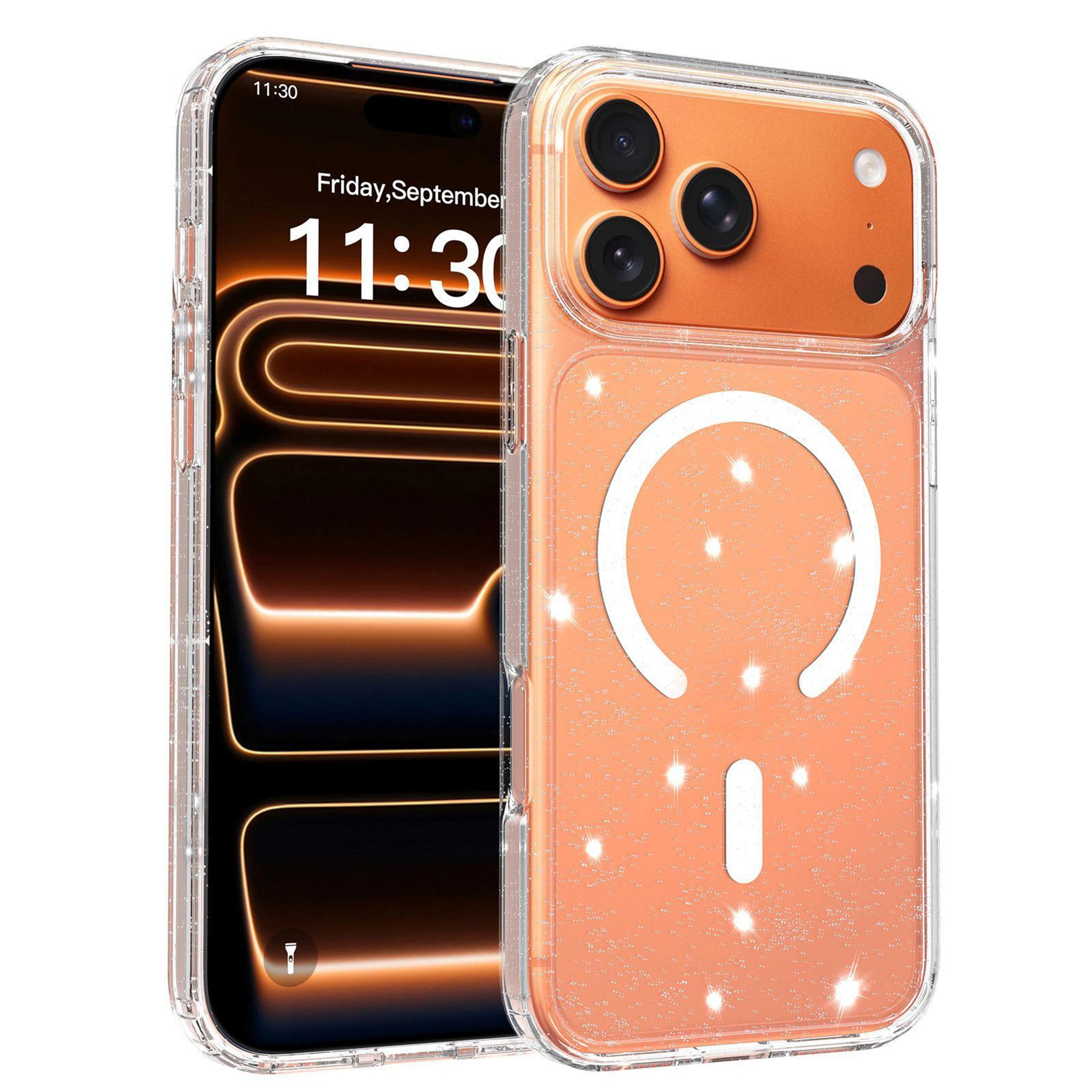 Clear Glitter Magnetic PC TPU Phone Case For IPhone 18 Pro 0