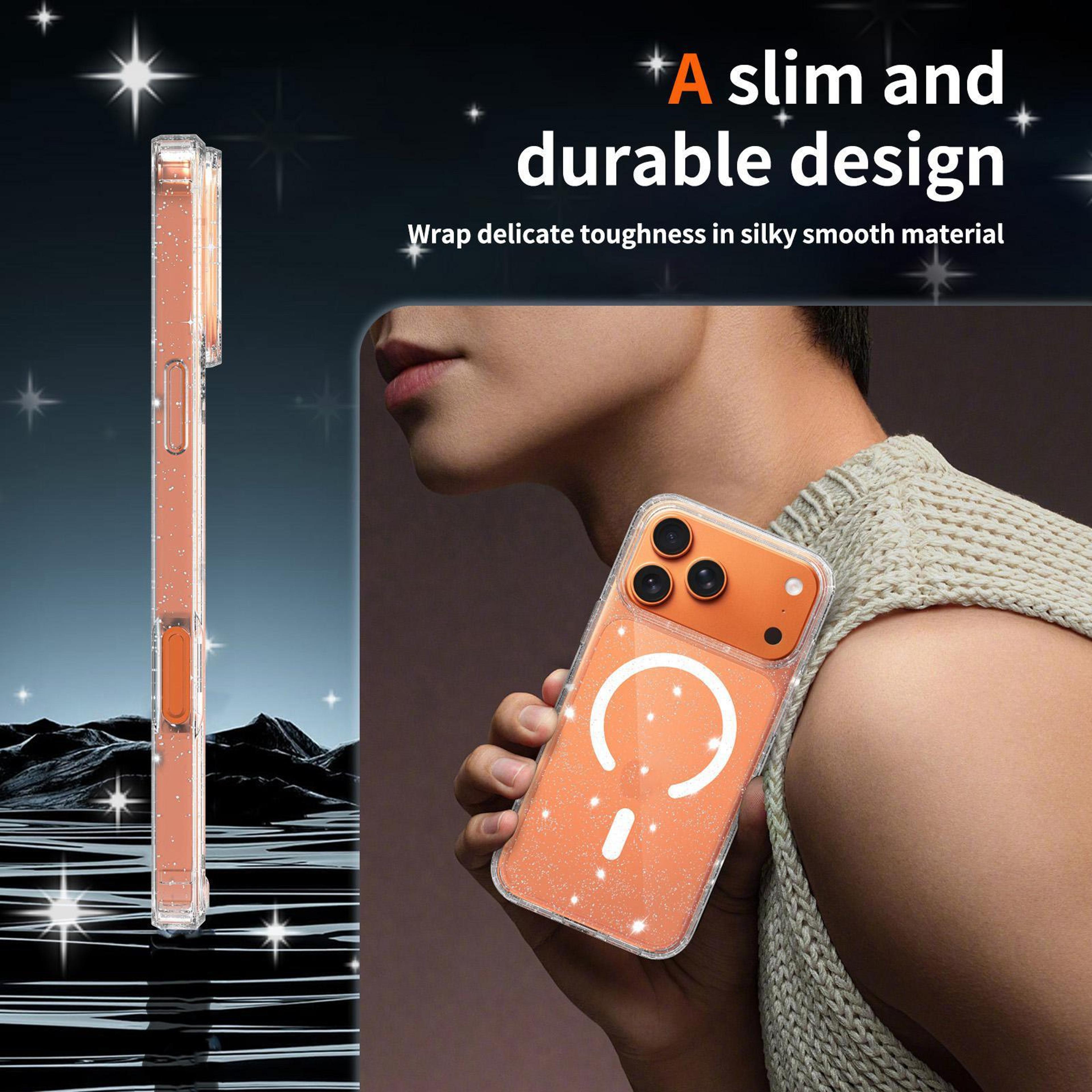 Clear Glitter Magnetic PC TPU Phone Case For IPhone 18 Pro 4