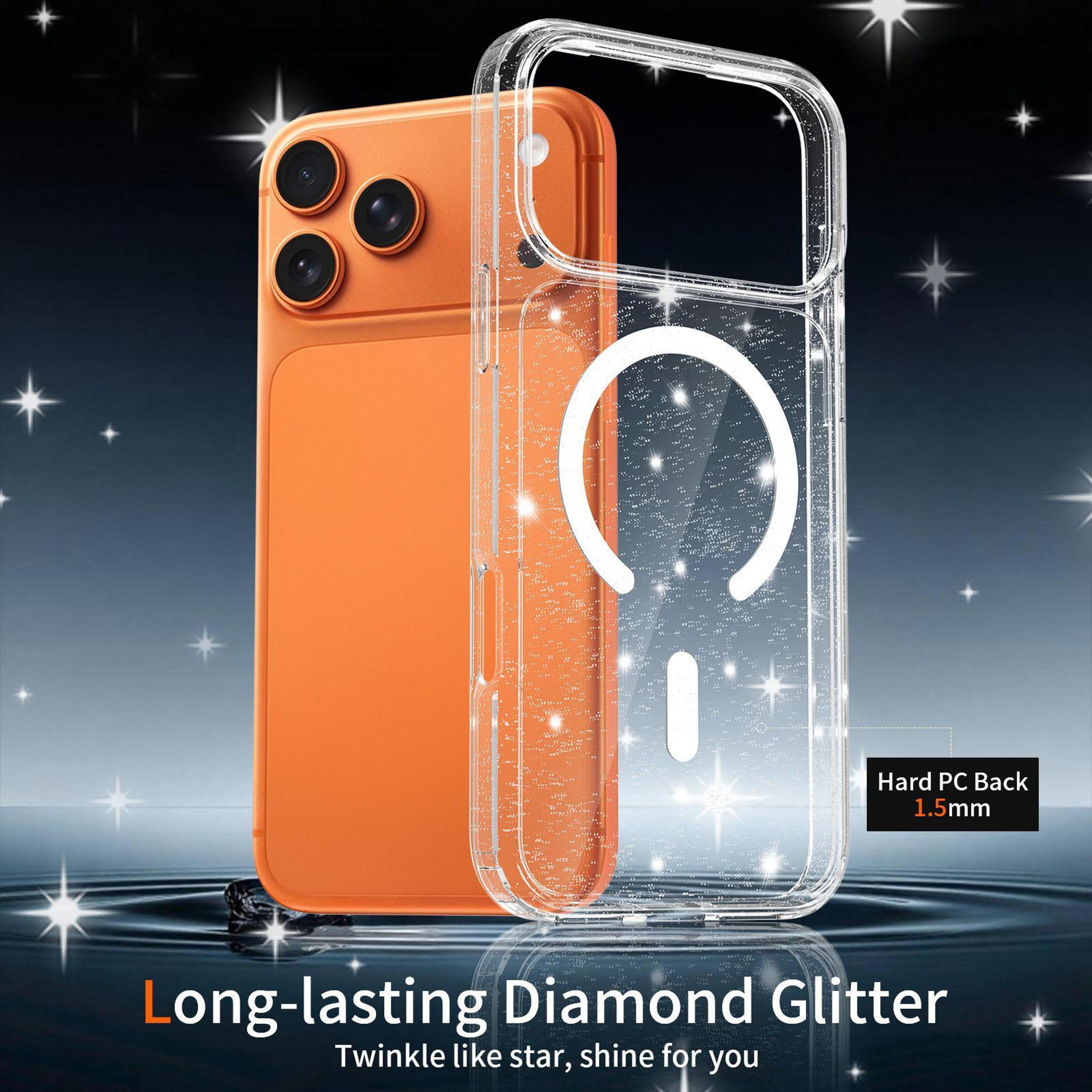 IPhone 18 Pro Max Clear Glitter Magnetic PC TPU Phone Case 2