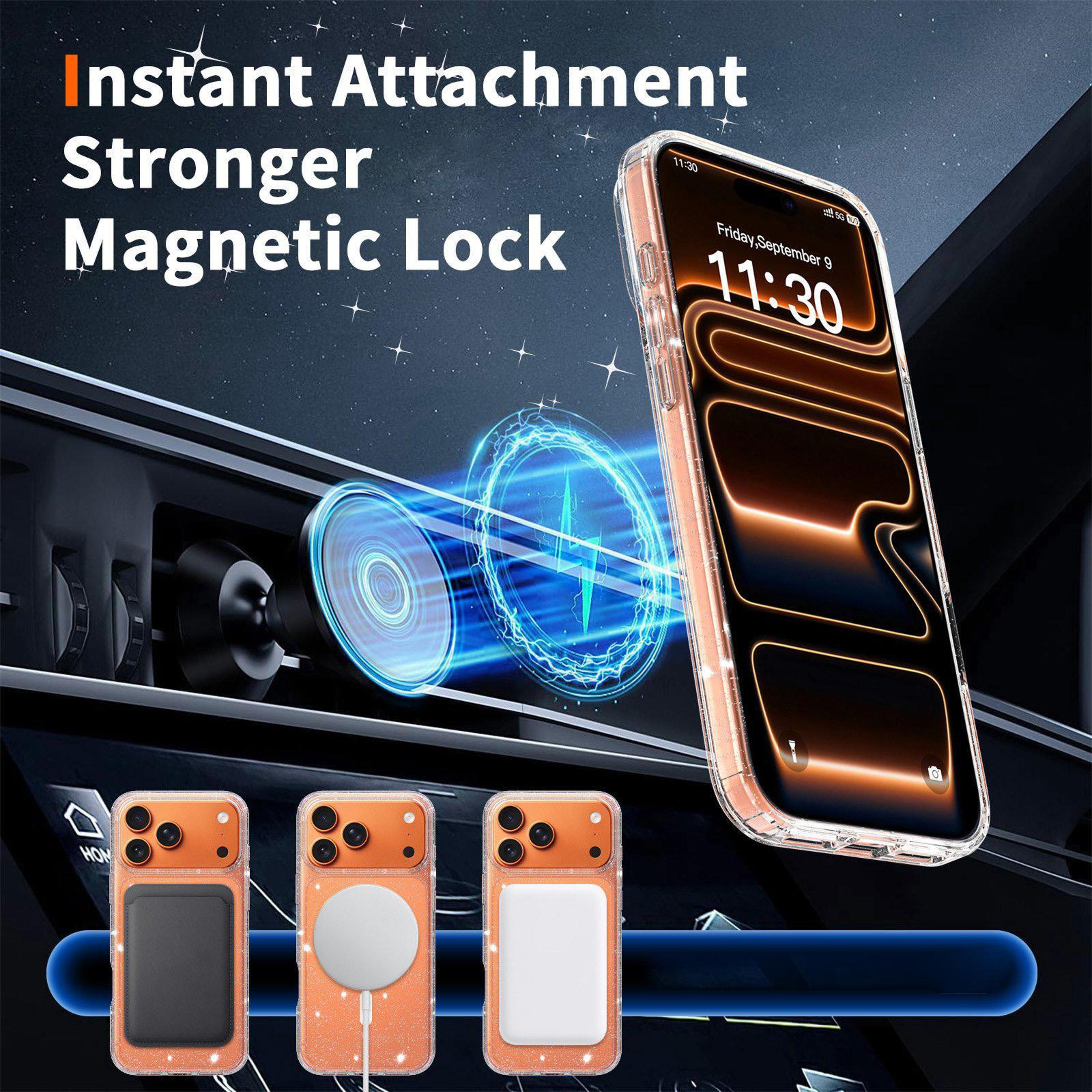 IPhone 18 Pro Max Clear Glitter Magnetic PC TPU Phone Case 5