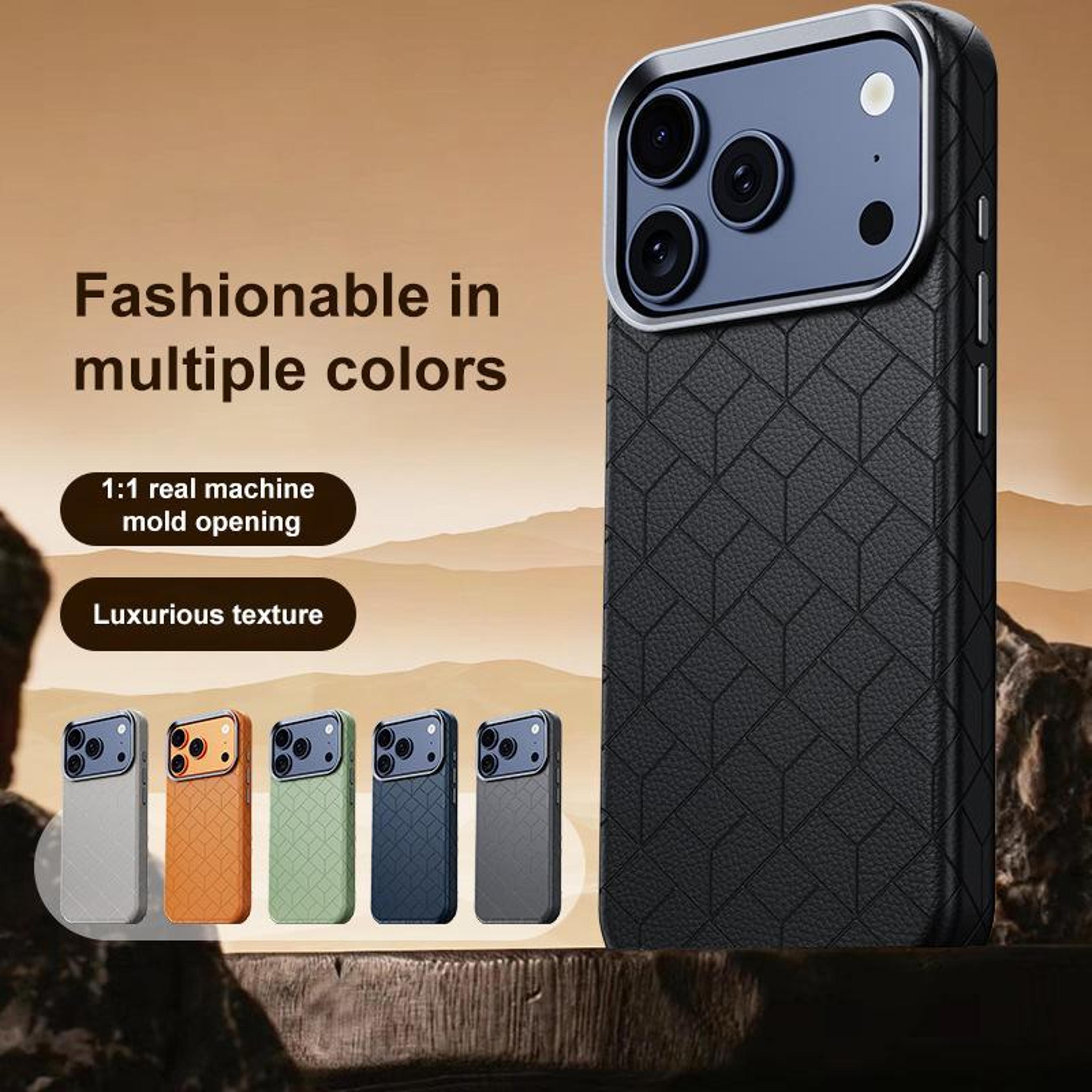 IPhone 18 Pro Magnetic Phone Case With Embossed Grid Pattern And Metal Frame 1