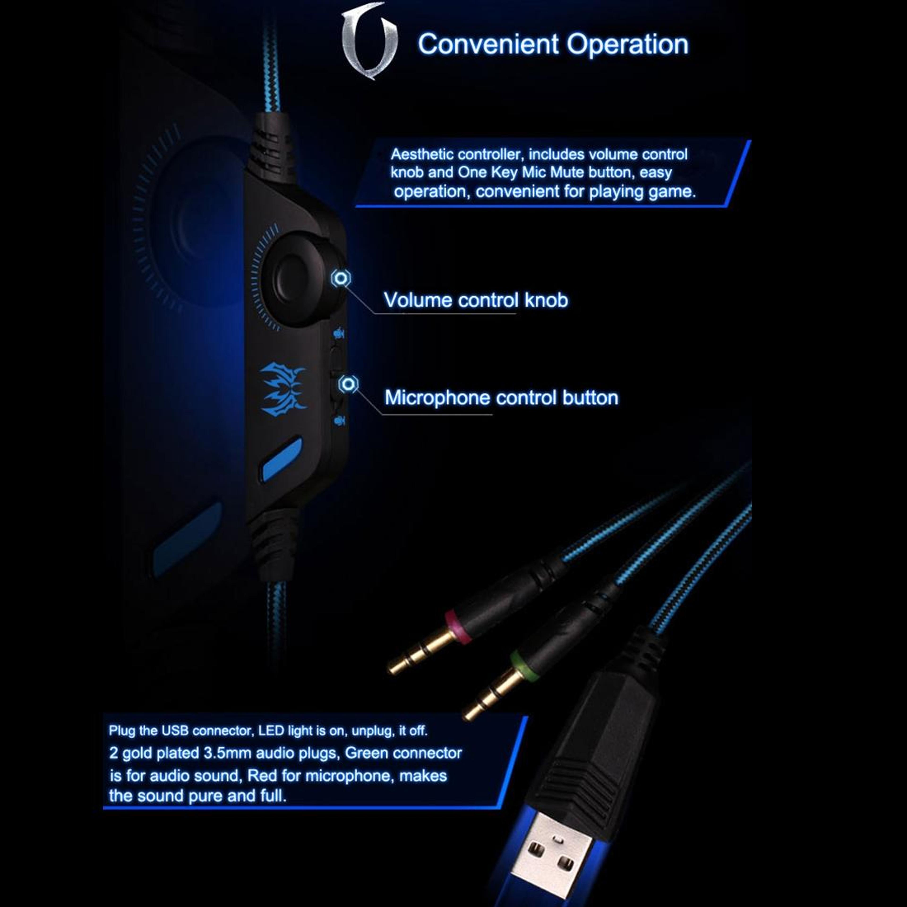 OverEar Gaming Headset With 50mm Drivers LED Lights And Microphone 9