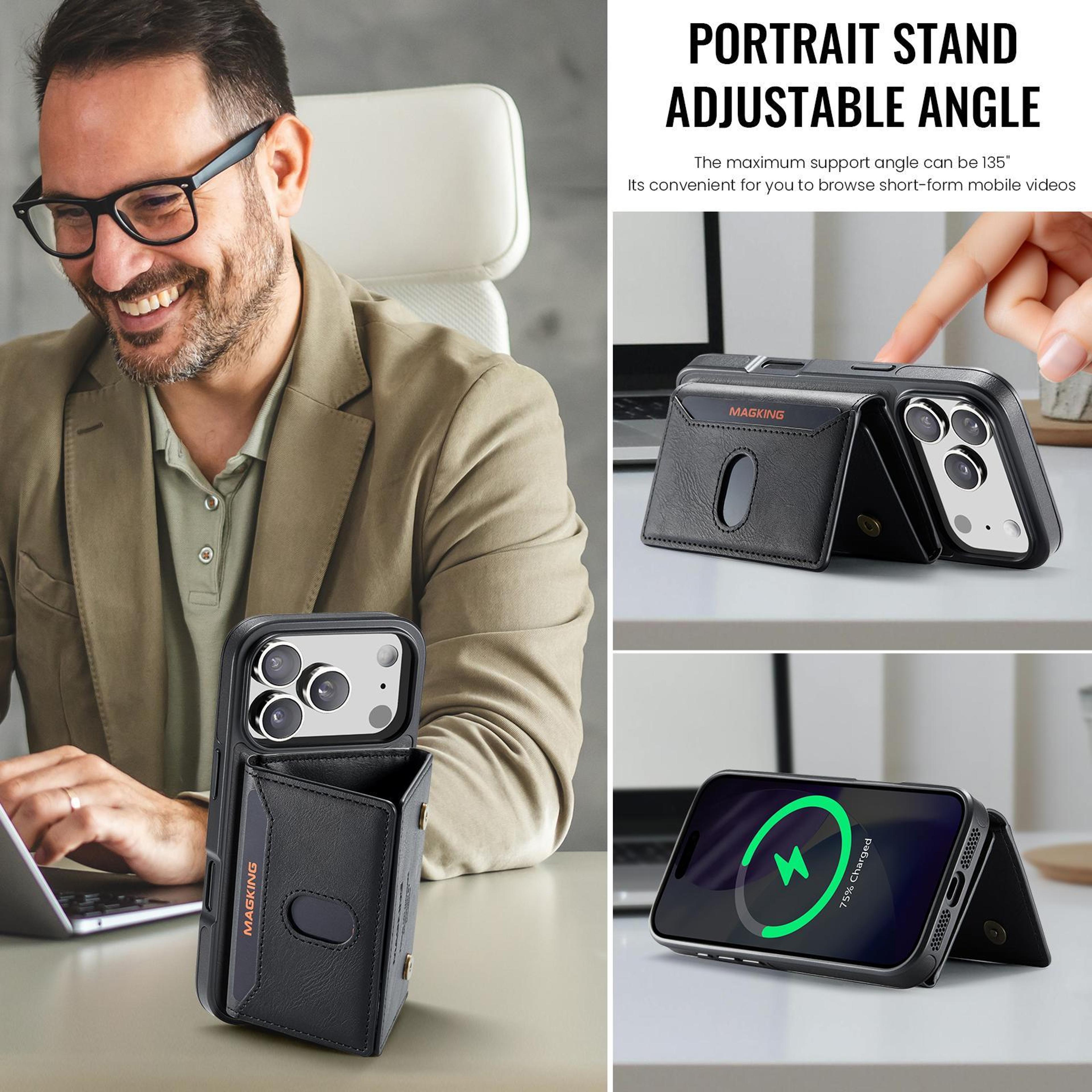 IPhone 18 Pro RFID TriFold Magnetic Wallet Case With Detachable Card Holder 7
