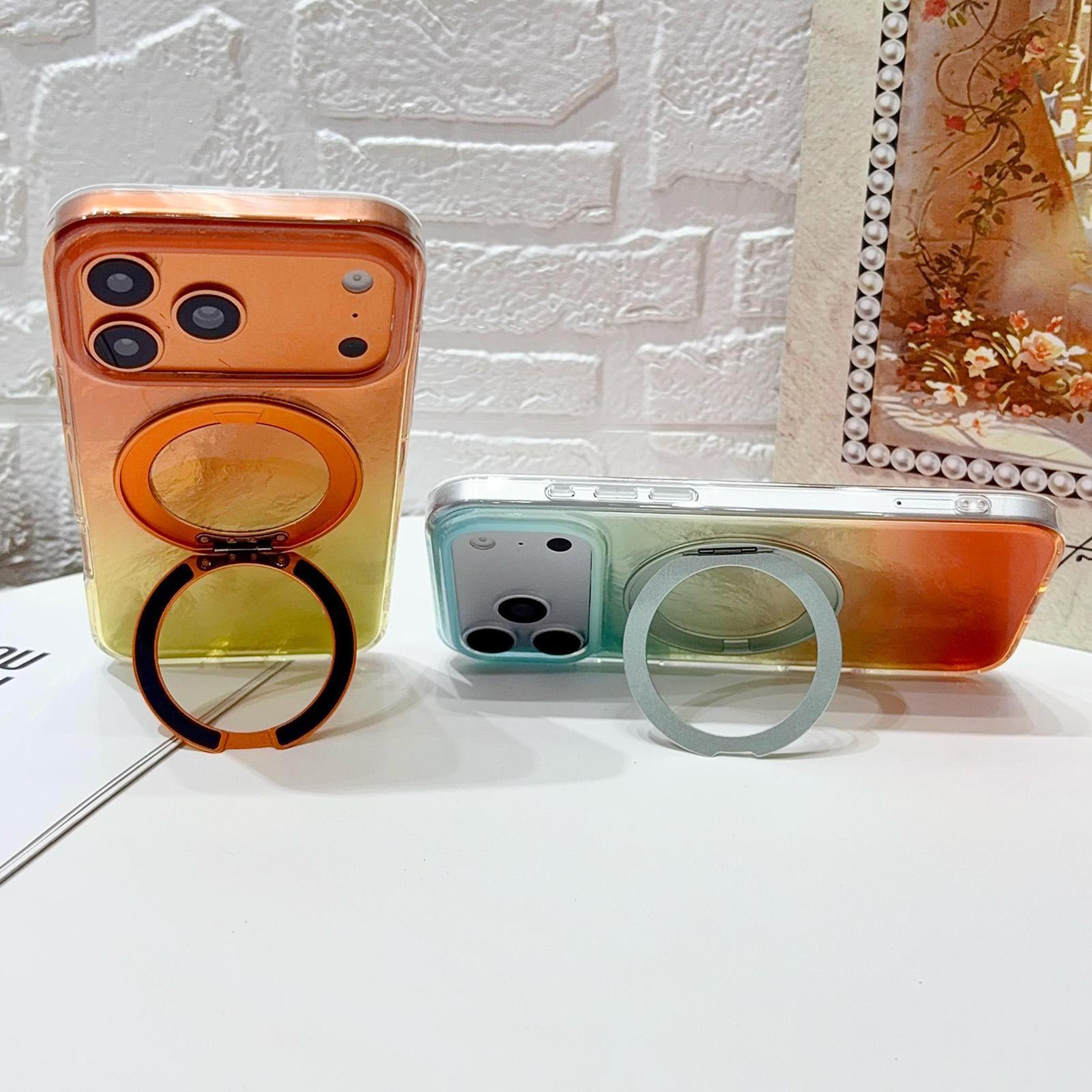 Gradient Glacier IPhone 18 Pro Magnetic Phone Case With 360 Degree Ring Kickstand 4