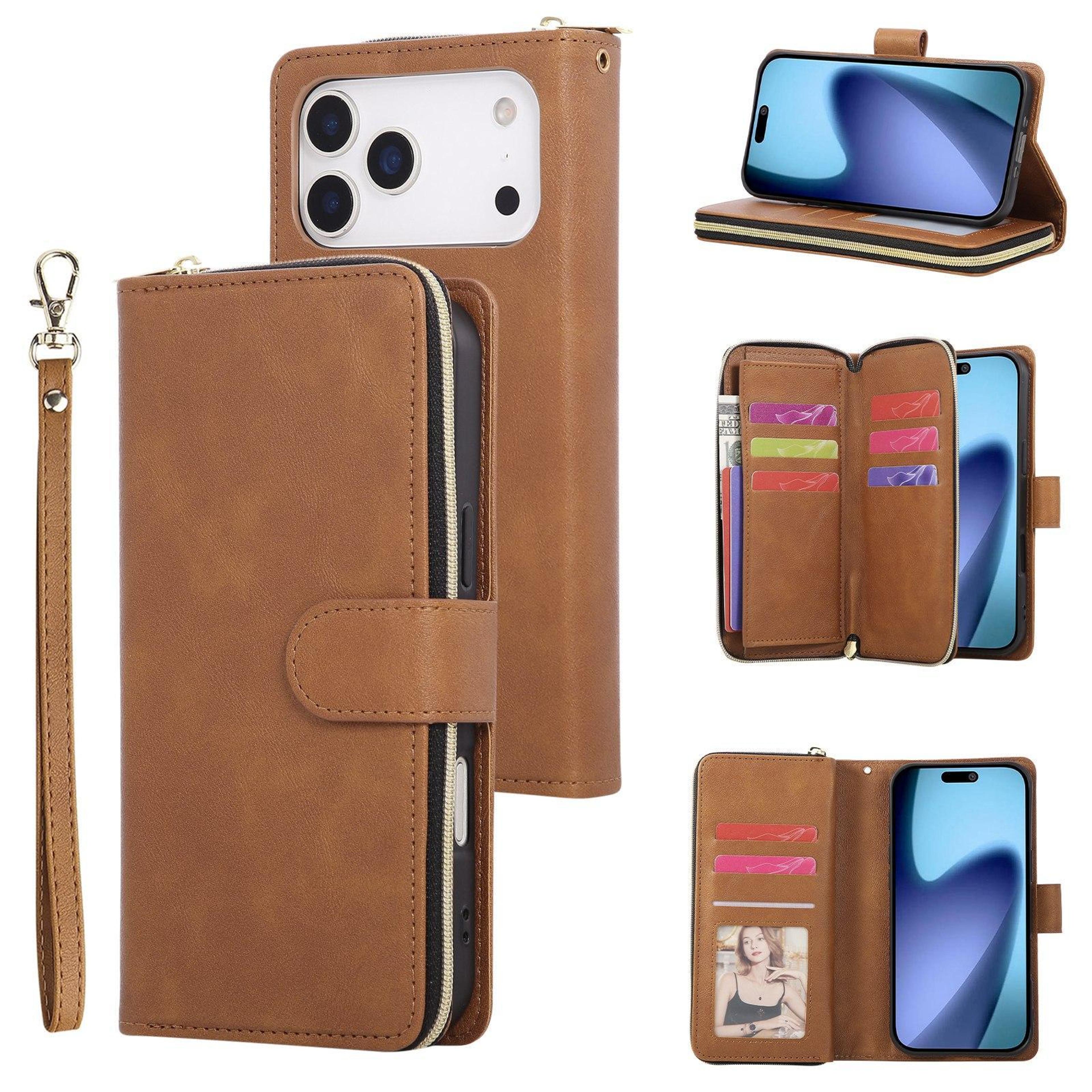 IPhone 18 Pro Wallet Case With 9 Card Slots Zipper And Flip Stand 0