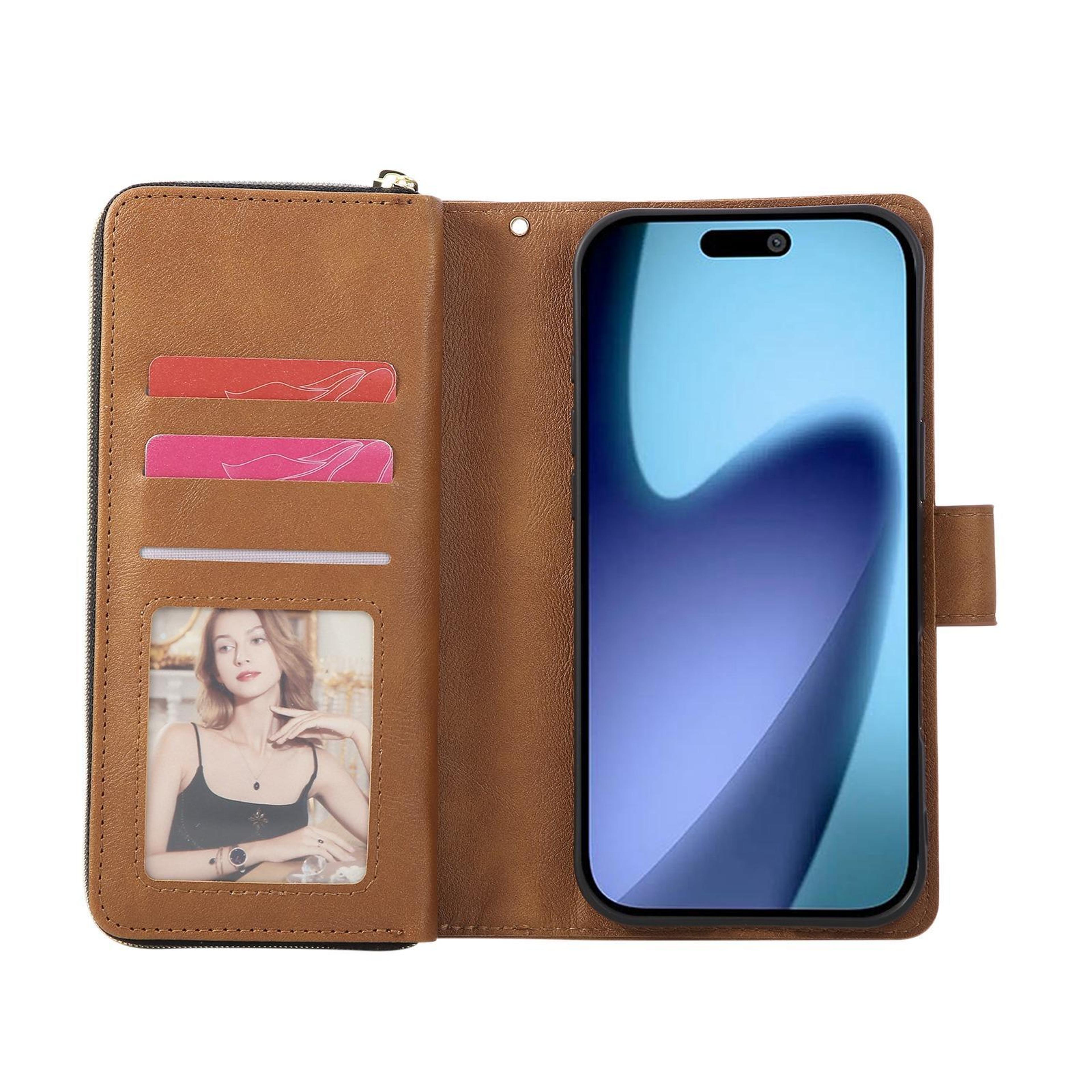 18 Pro Max PU Leather Wallet Phone Case With 9 Card Slots And Zipper 4