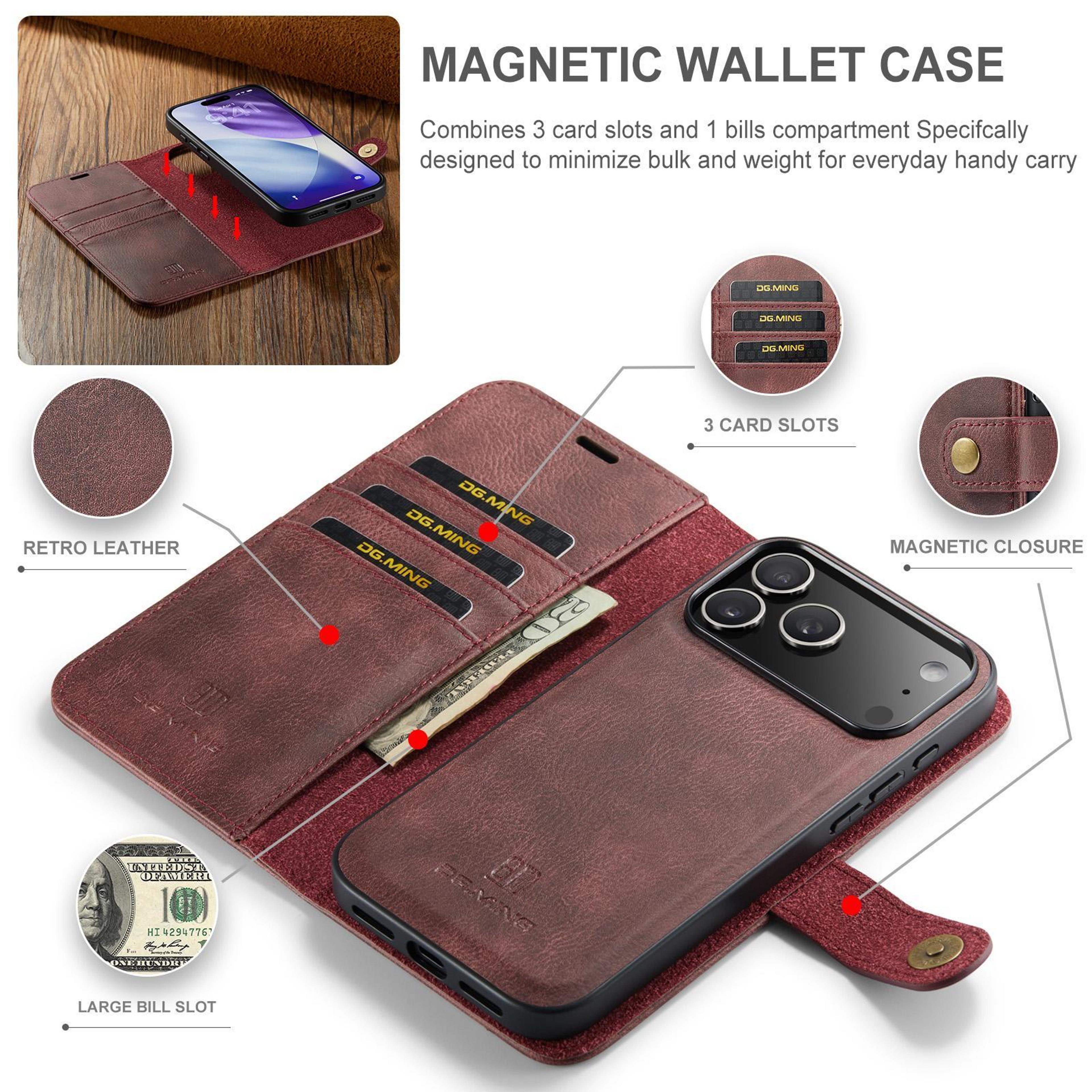 IPhone 18 Pro Max Detachable Magnetic Leather Wallet Case 4