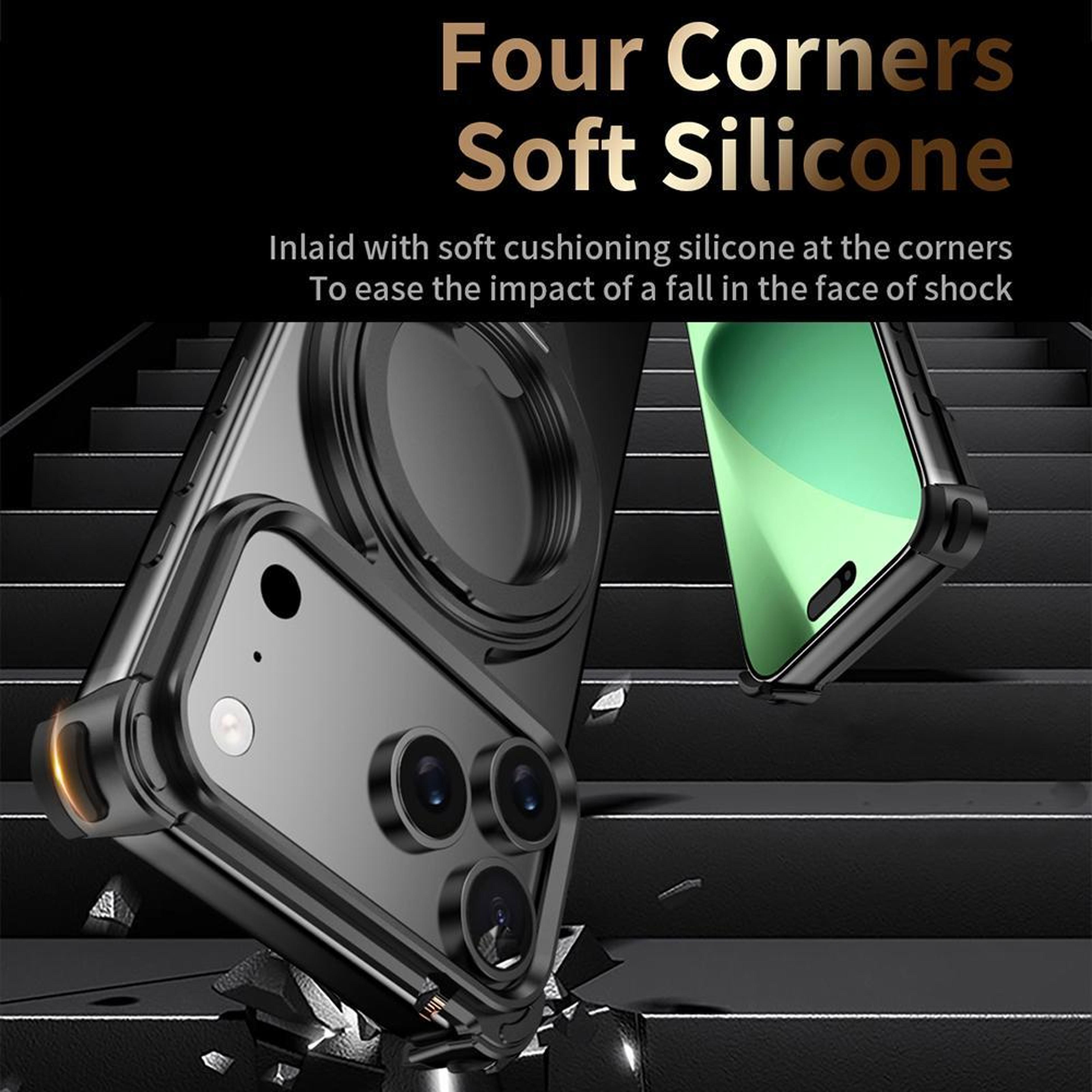 IPhone 18 Pro Borderless Metal Case With 360Degree Ring Stand 4