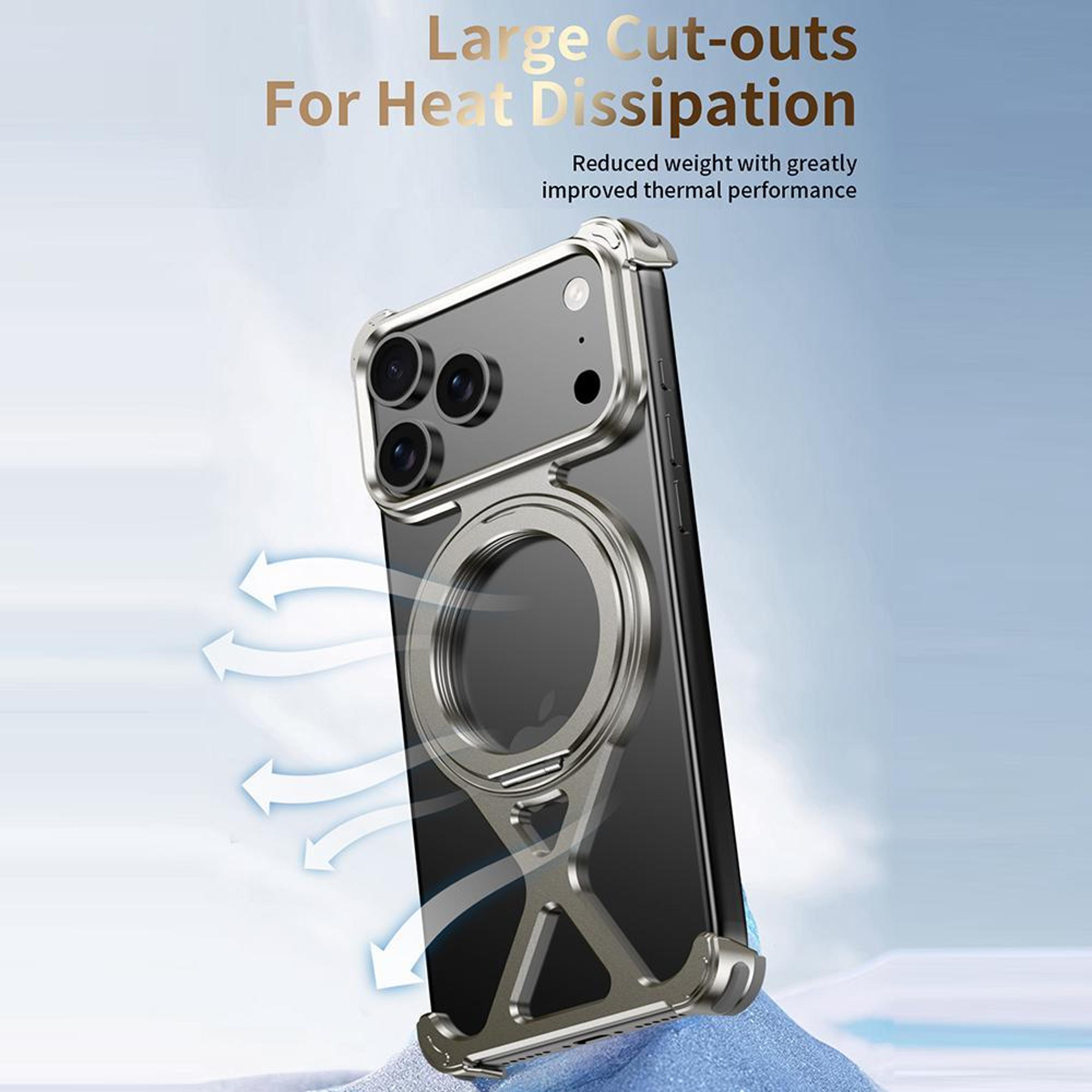 IPhone 18 Pro Borderless Metal Case With 360Degree Ring Stand 6
