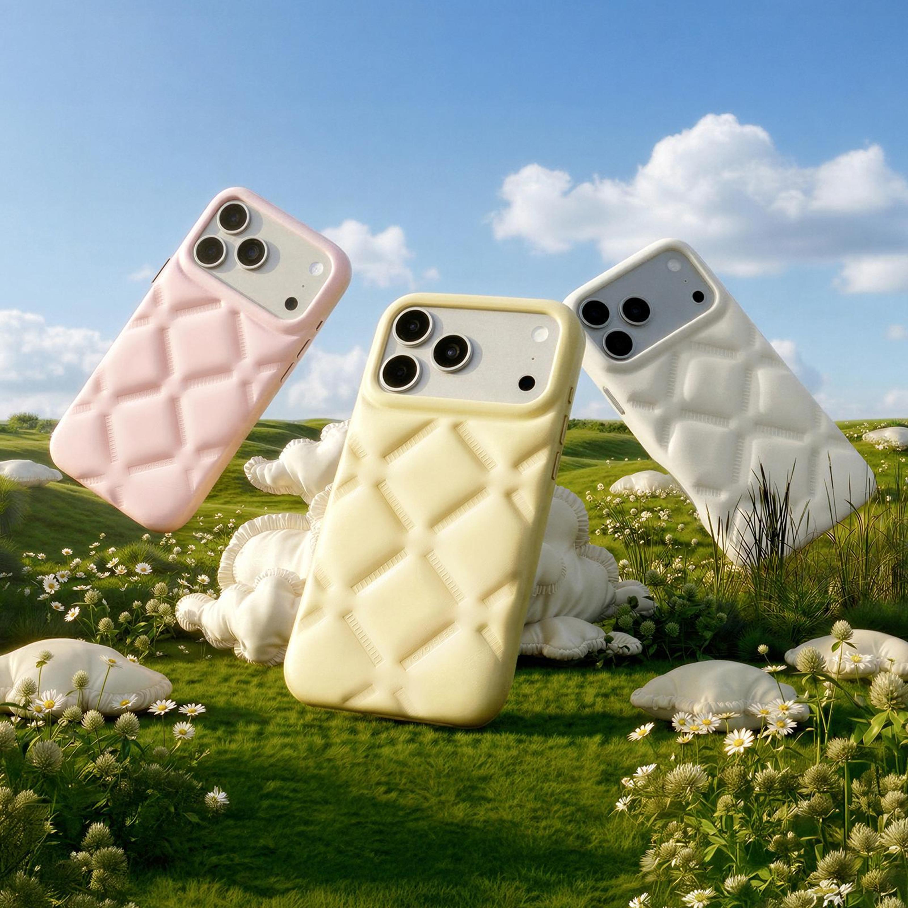 IPhone 18 Pro PU Leather Quilted Cloud Phone Case 1