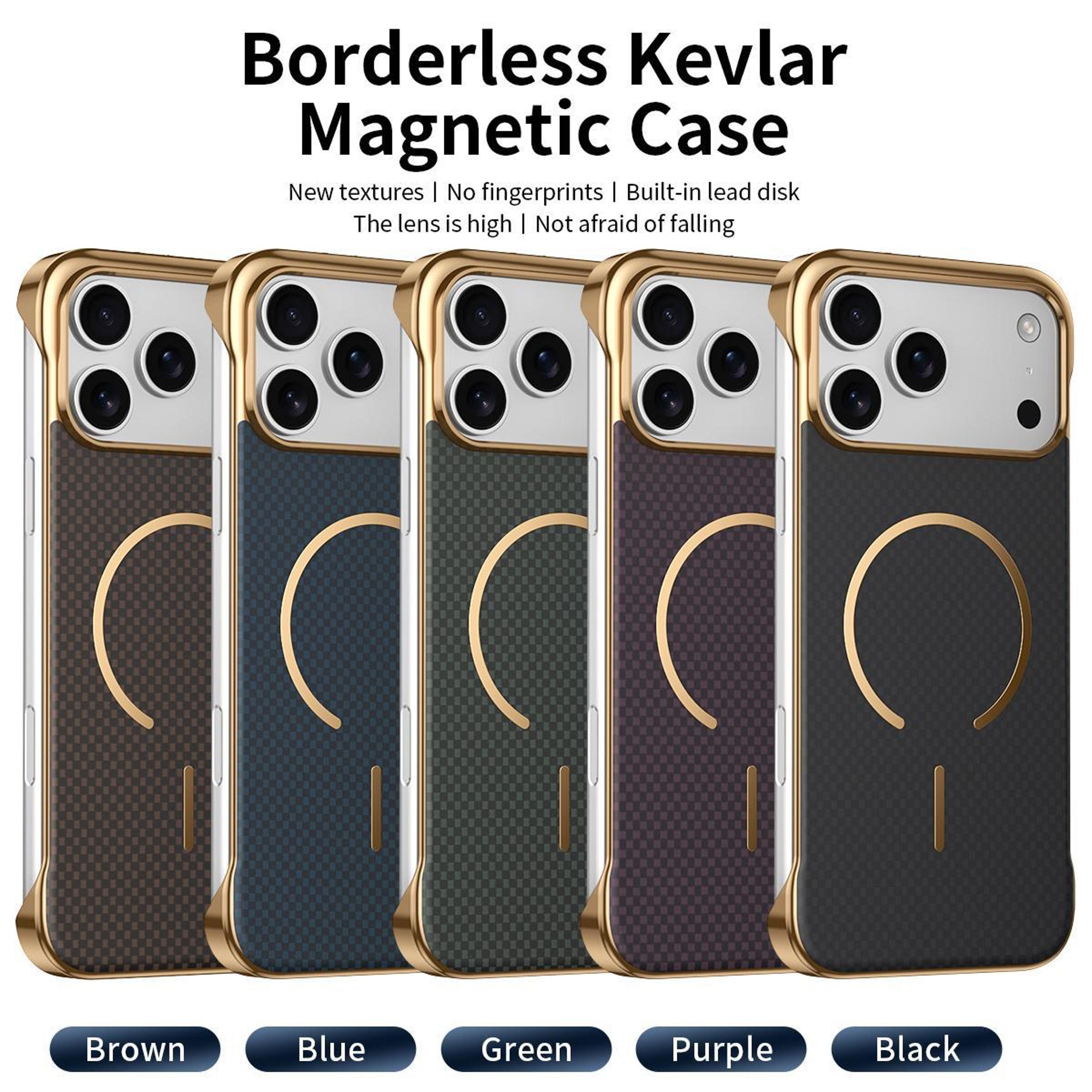 Borderless Kevlar Texture Magnetic Case For IPhone 18 Pro Max 7
