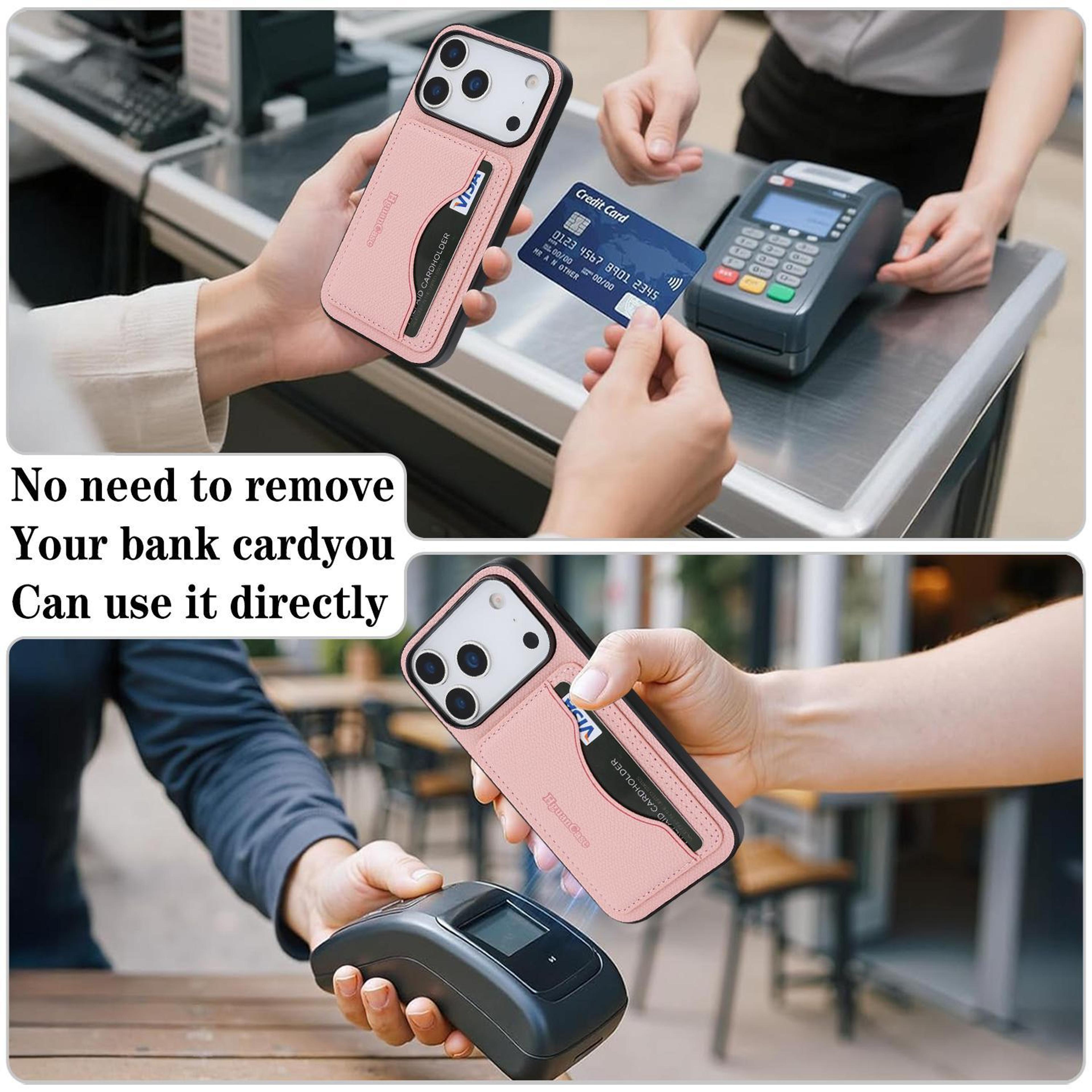 IPhone 18 Pro Vegan Leather Magnetic Card Holder Case With Adjustable Kickstand 3