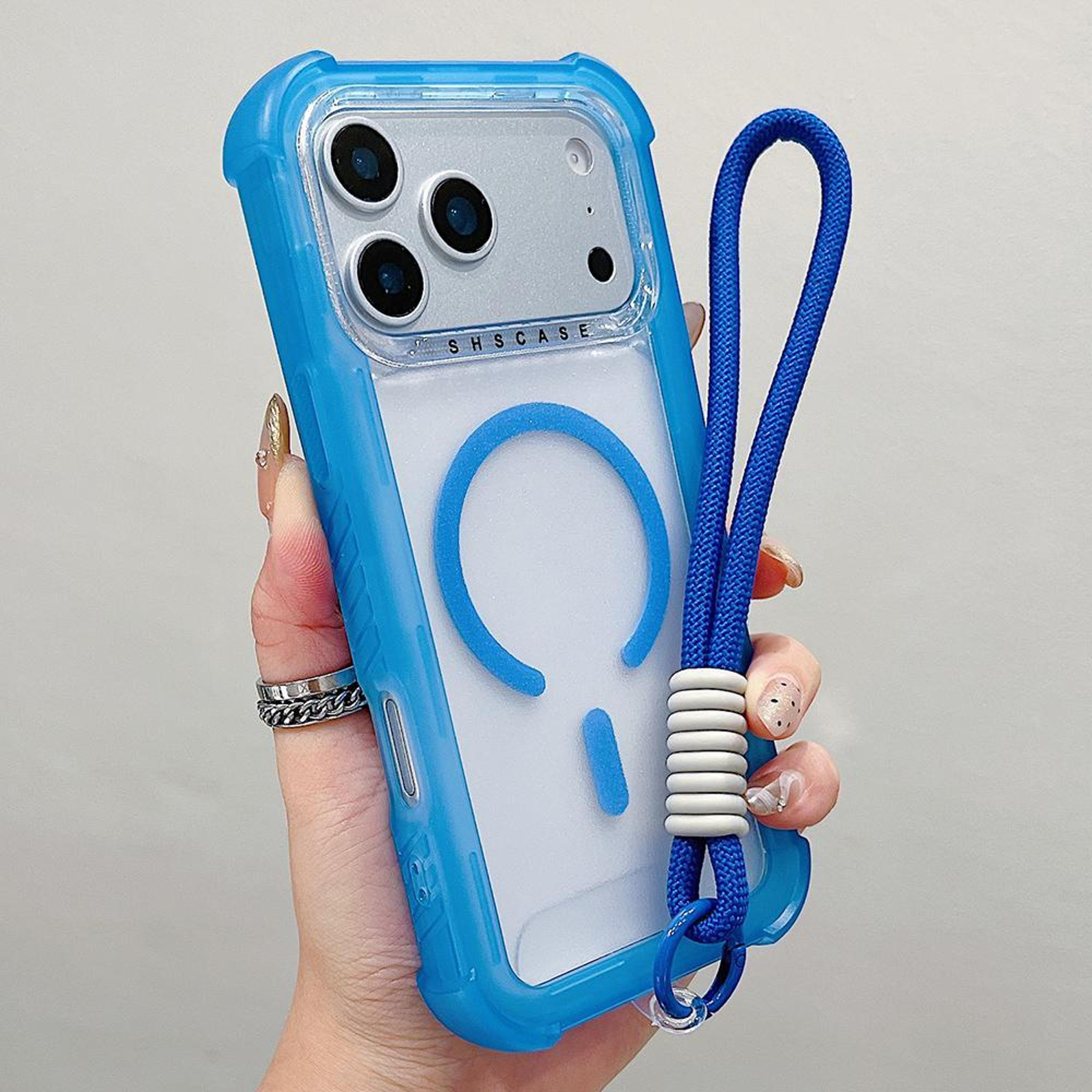 Transparent Matte MagSafe Phone Case For 18 Pro With Wrist Strap 0