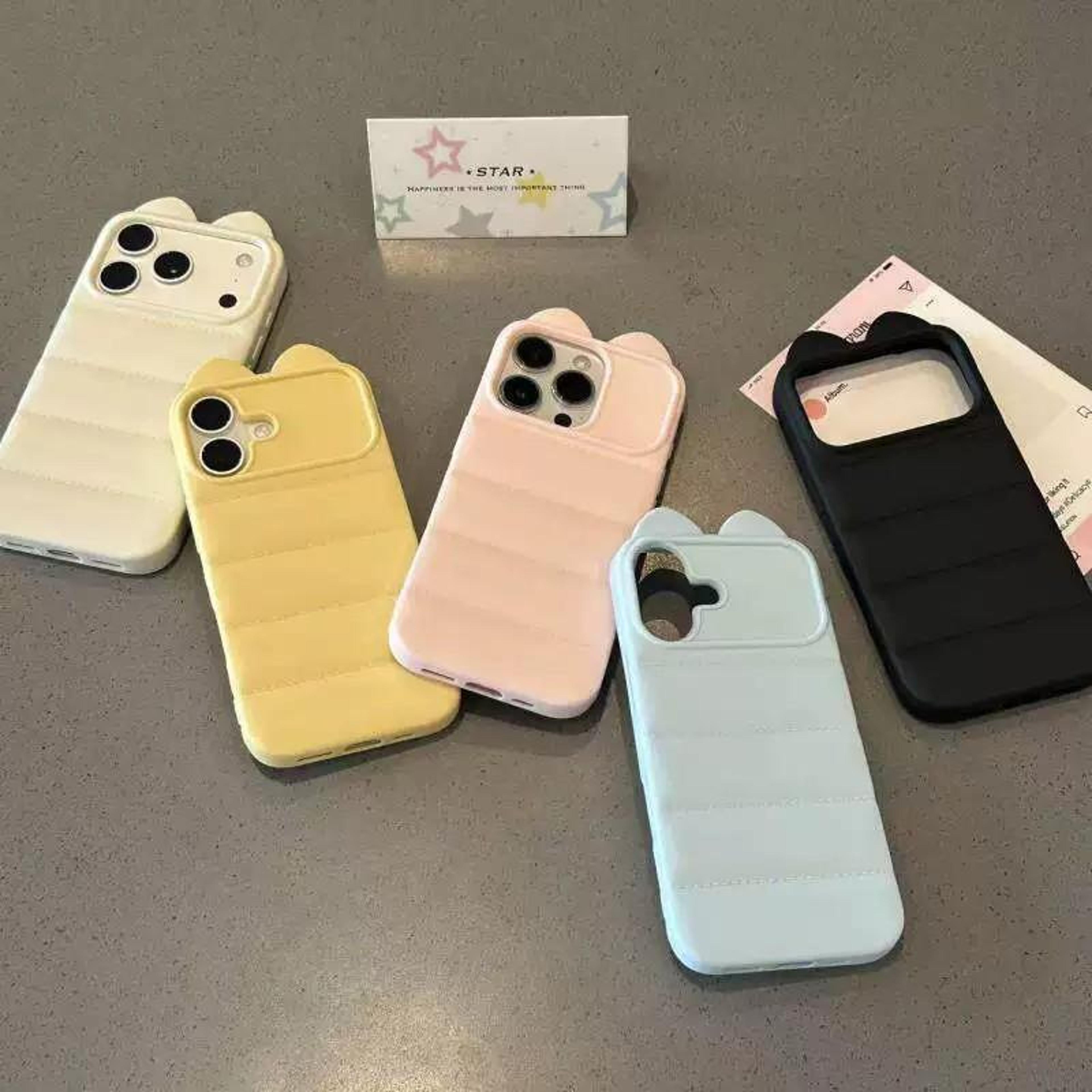 Cute 3D Cat Ear Silicone Case For IPhone 18 Pro With Shockproof Corner Protection 1