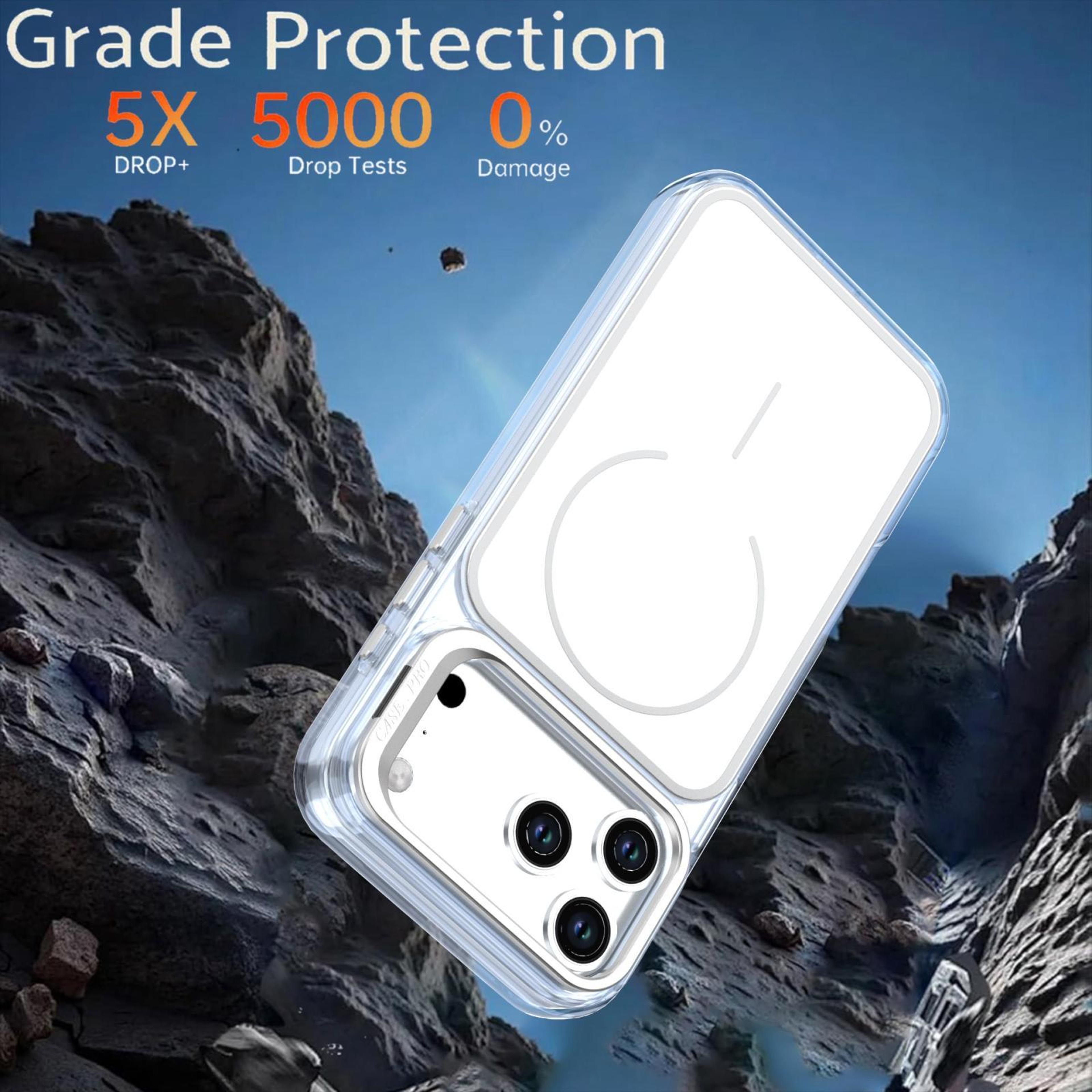 18 Pro Max Bright Color Block Magnetic Phone Case With Camera Stand 7