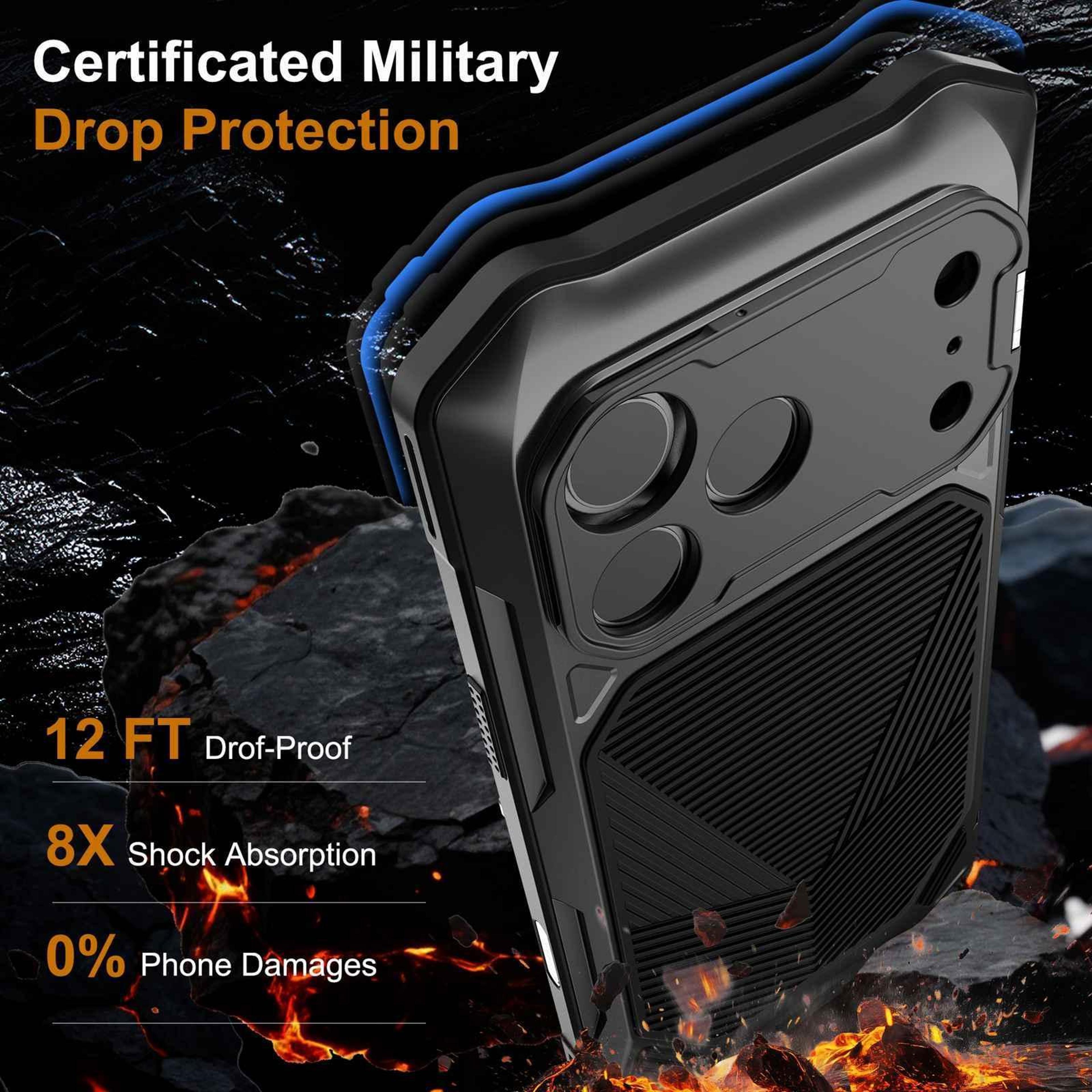 IPhone 18 Pro Metal Armor Magnetic WaterResistant Case With Stand 2