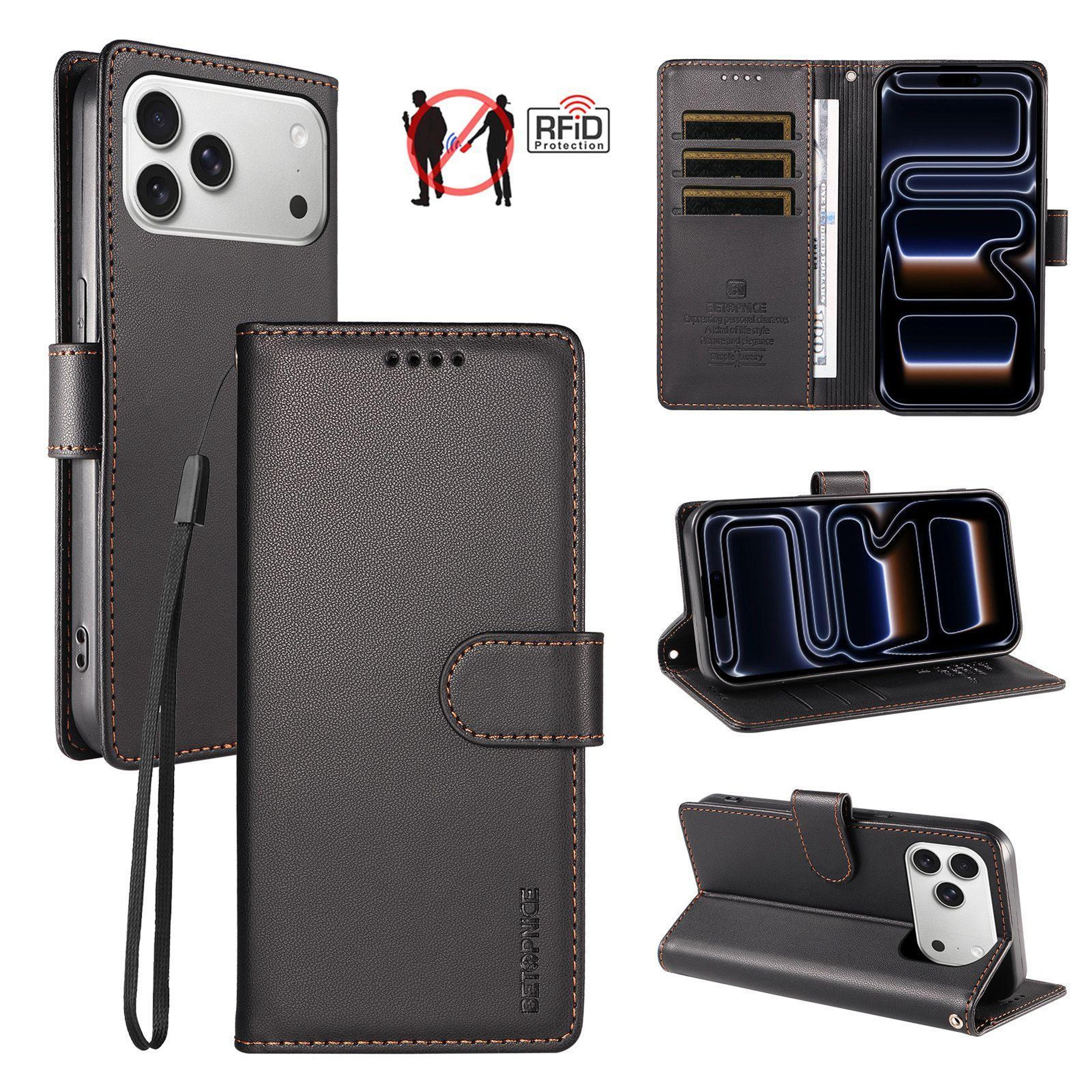 IPhone 18 Pro Max RFID Wallet Case With Card Holder Stand And Hand Strap 0