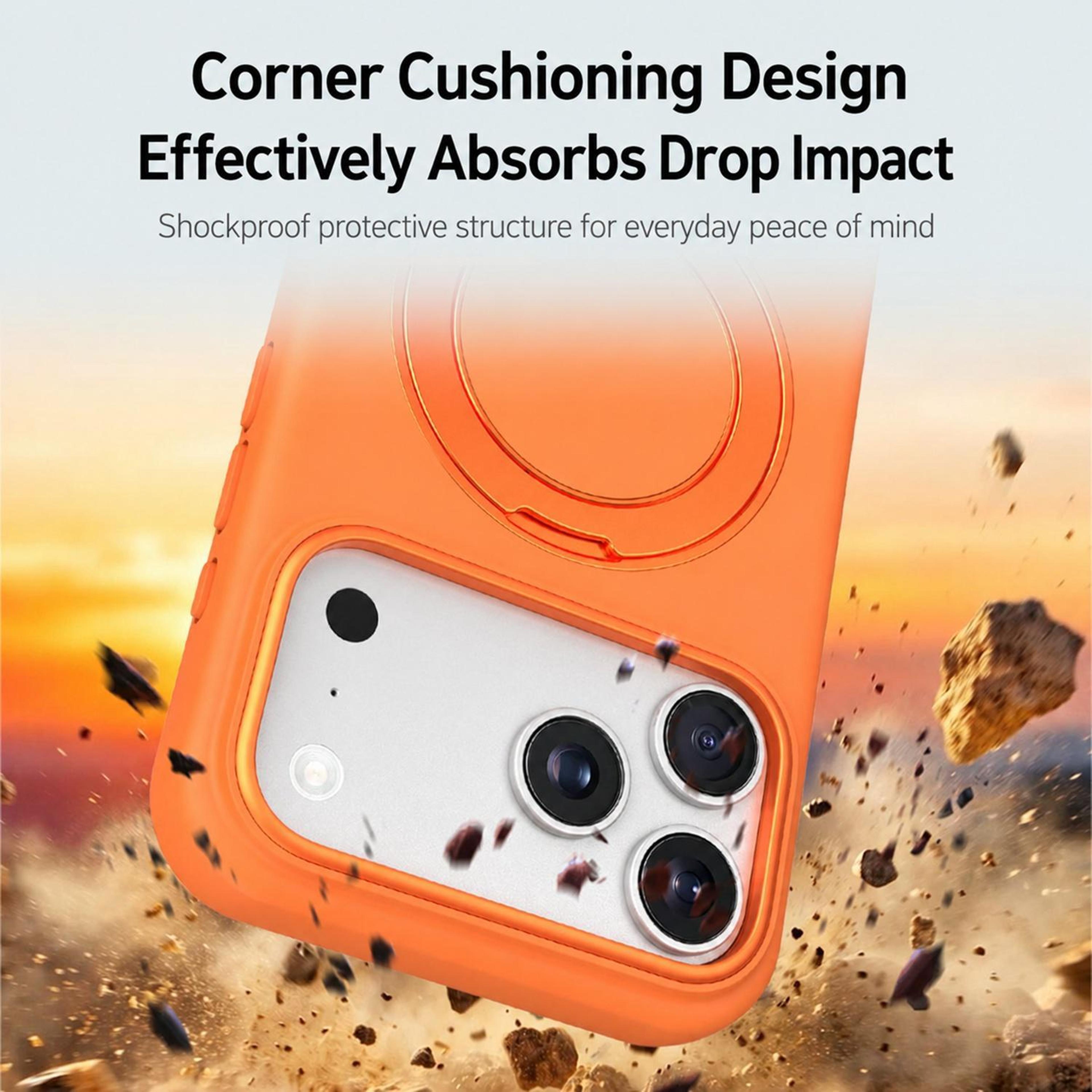 Liquid Silicone Magnetic Phone Case With Rotating Stand For IPhone 18 Pro 7
