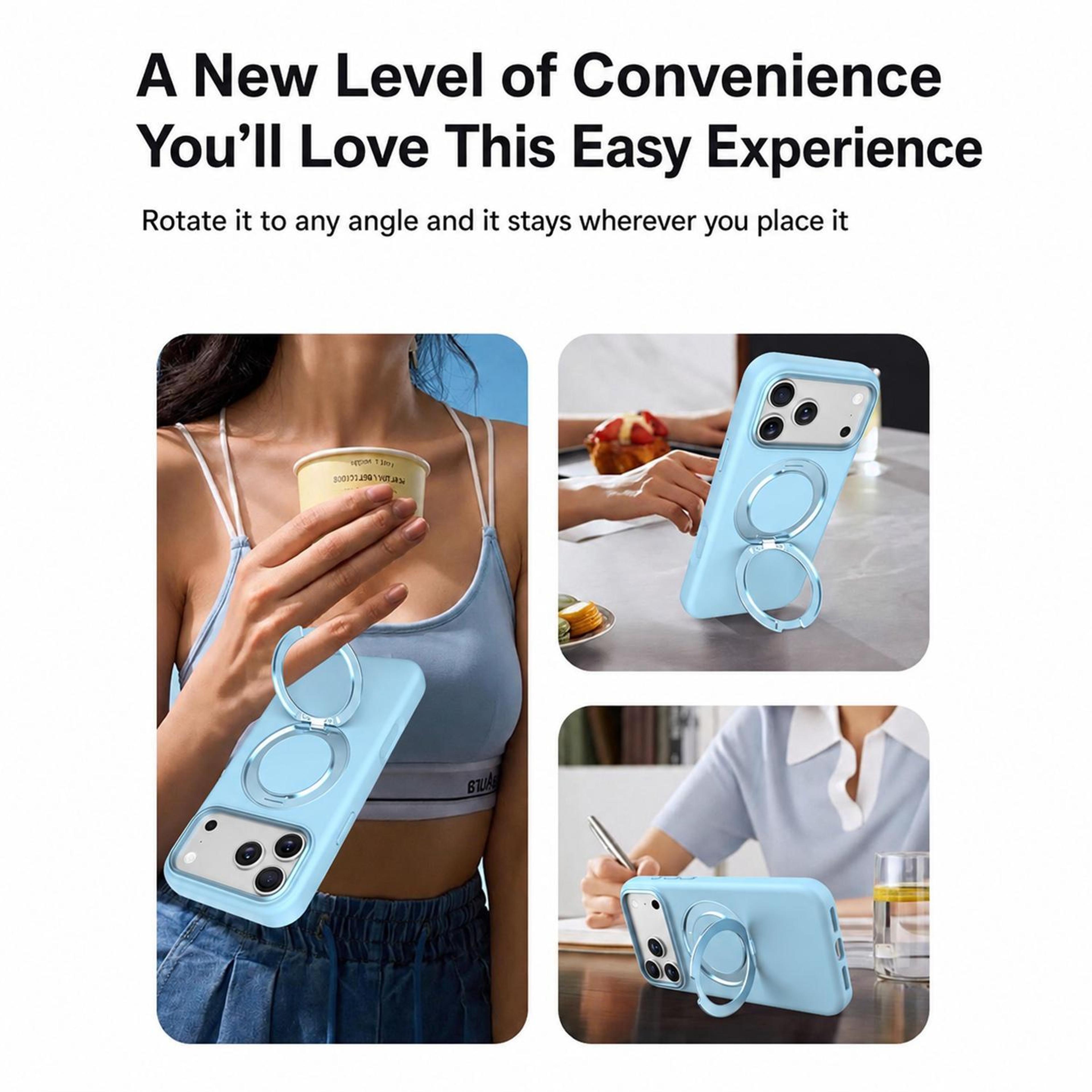 Liquid Silicone Magnetic Phone Case With Rotating Stand For IPhone 18 Pro 8