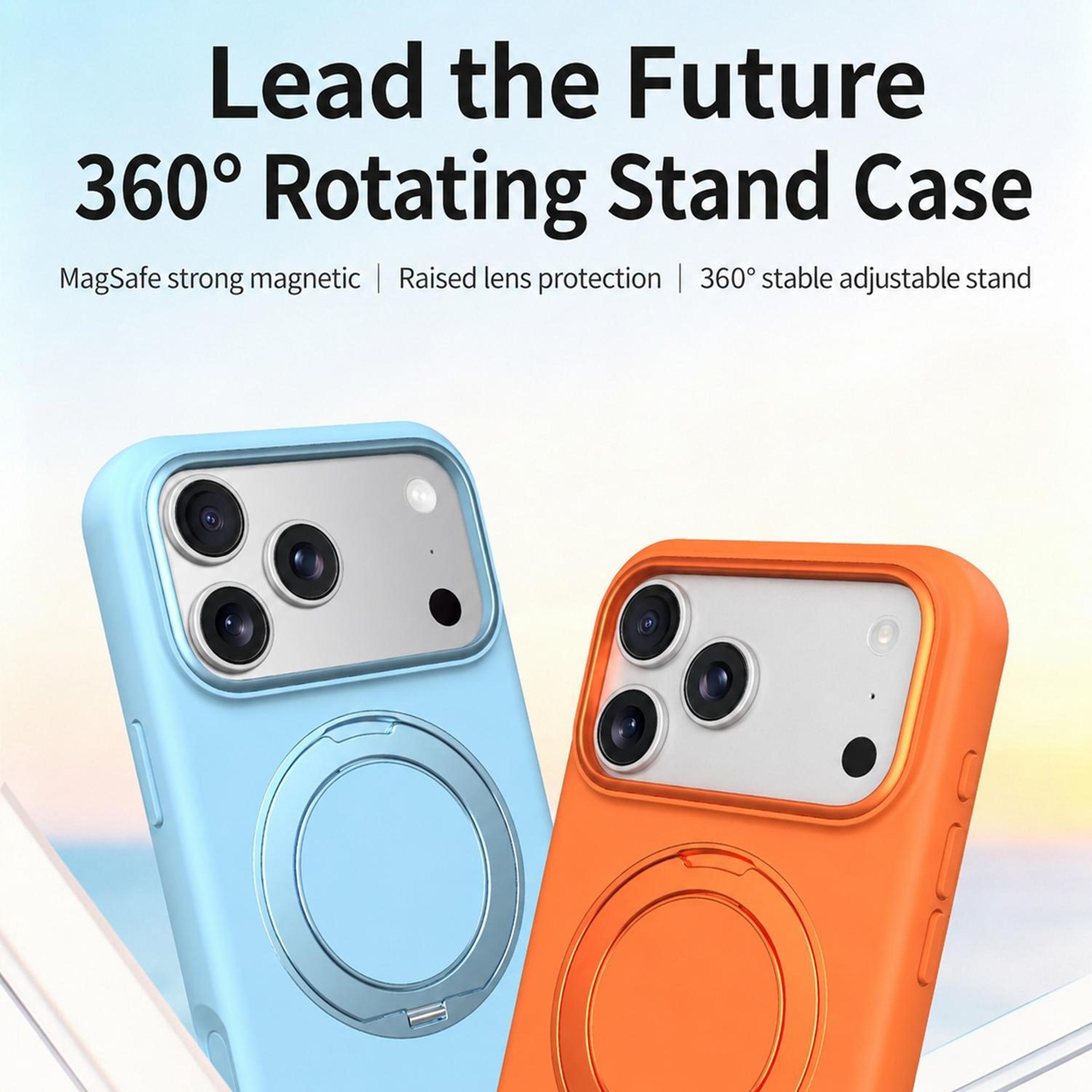 IPhone 18 Pro Max Liquid Silicone Magnetic Phone Case With Rotating Stand 2