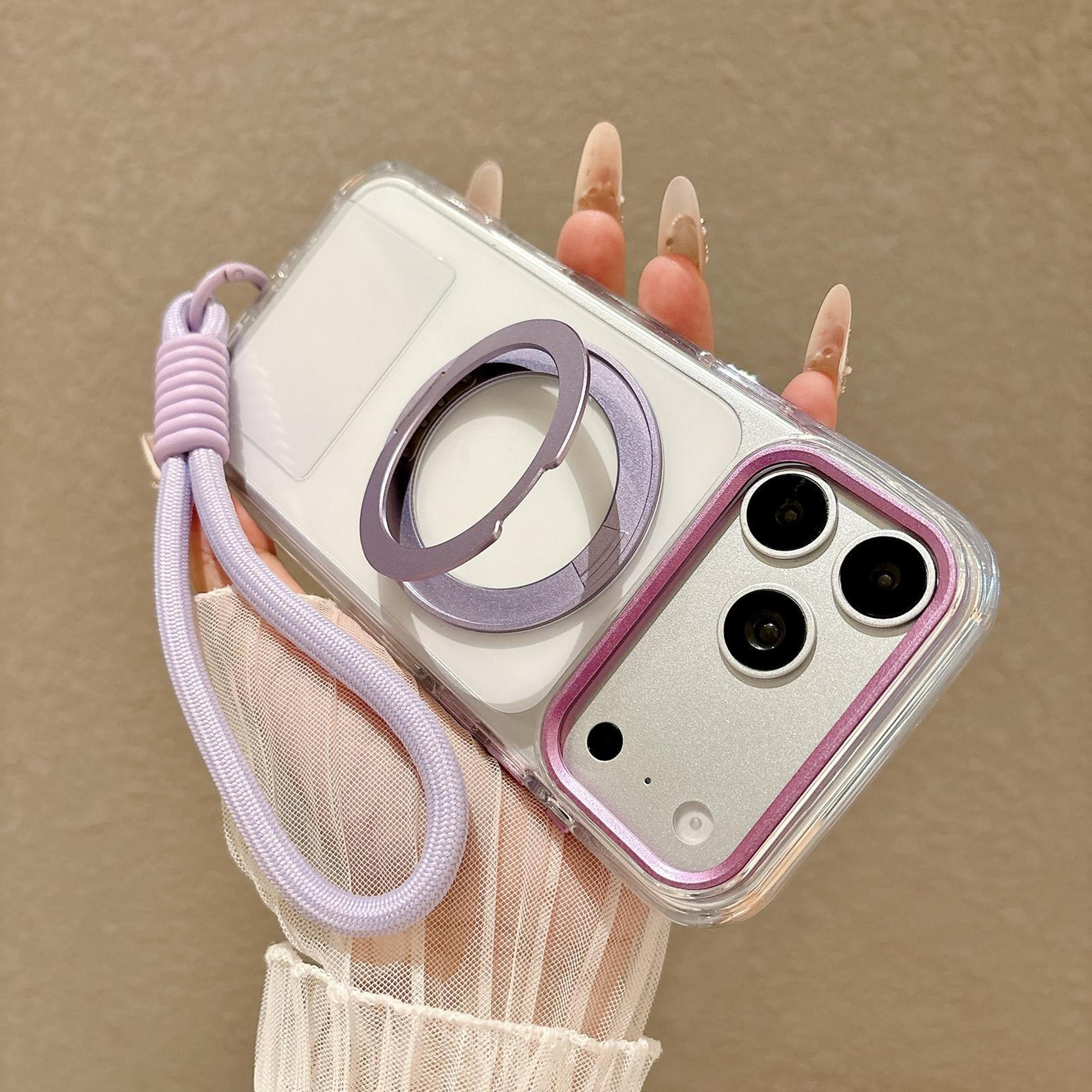 Shockproof Magnetic Rotating Holder Phone Case With Wrist Strap For IPhone 18 Pro 6