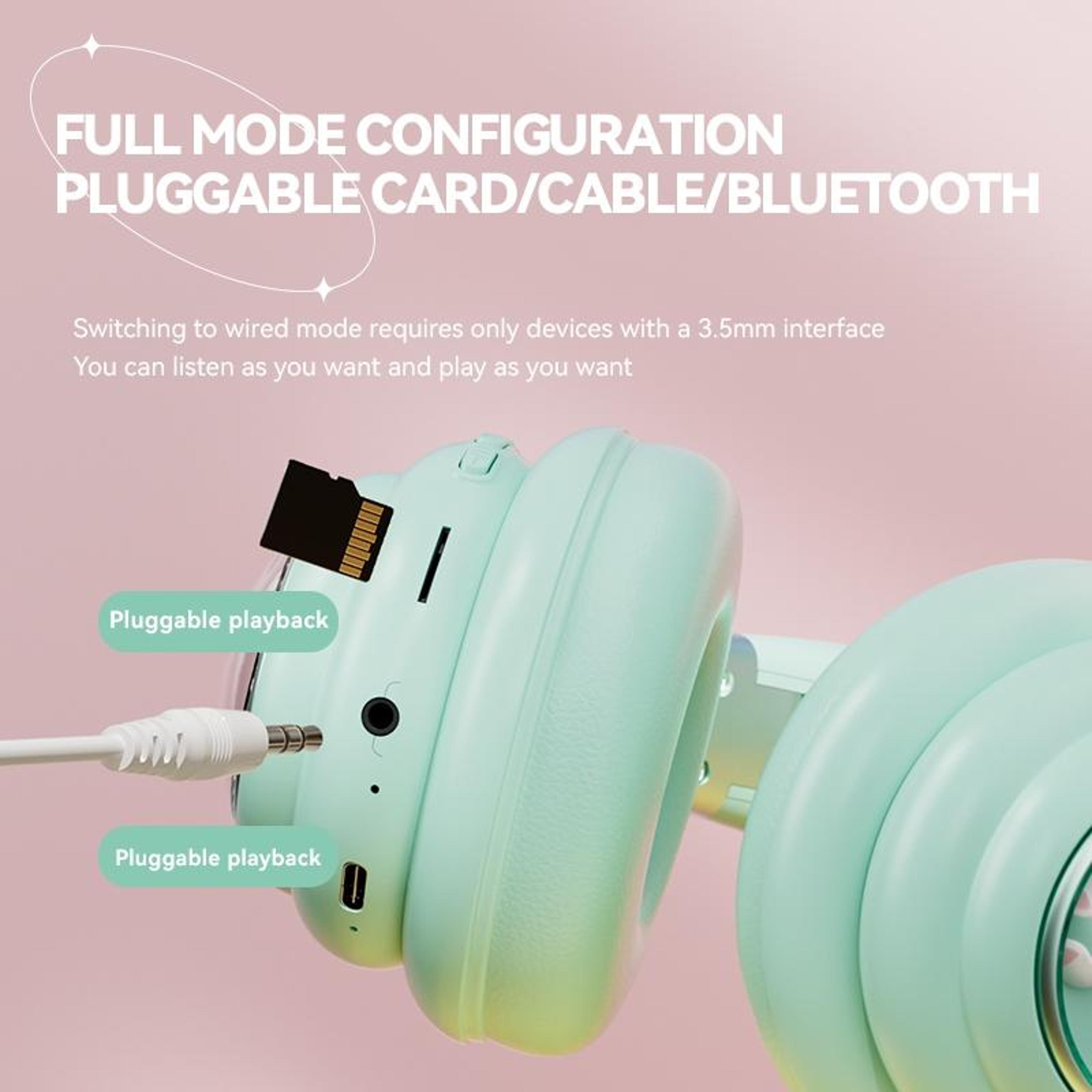 KE30 RGB Wireless Bluetooth Headset For Kids Foldable Over Ear Headphones 7