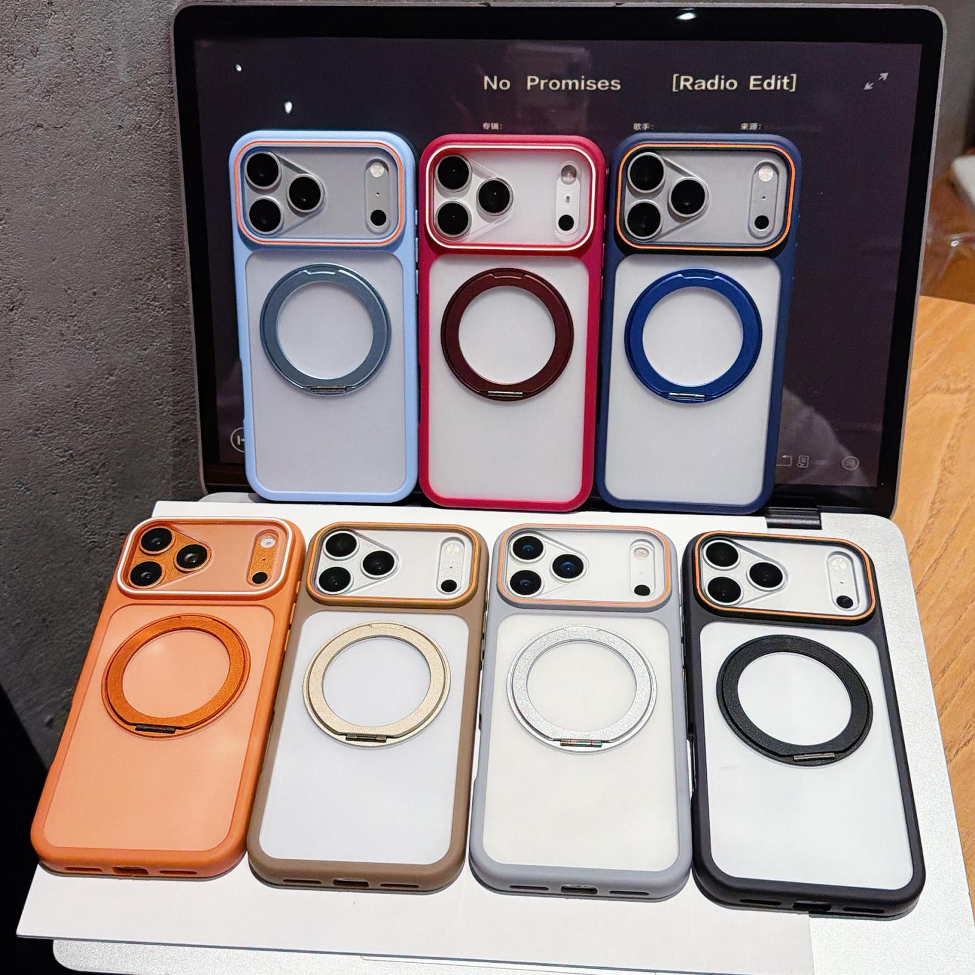 Matte Phone Case With 360 Degree Rotating Ring Holder And Magnetic Wireless Charging Support For IP 1