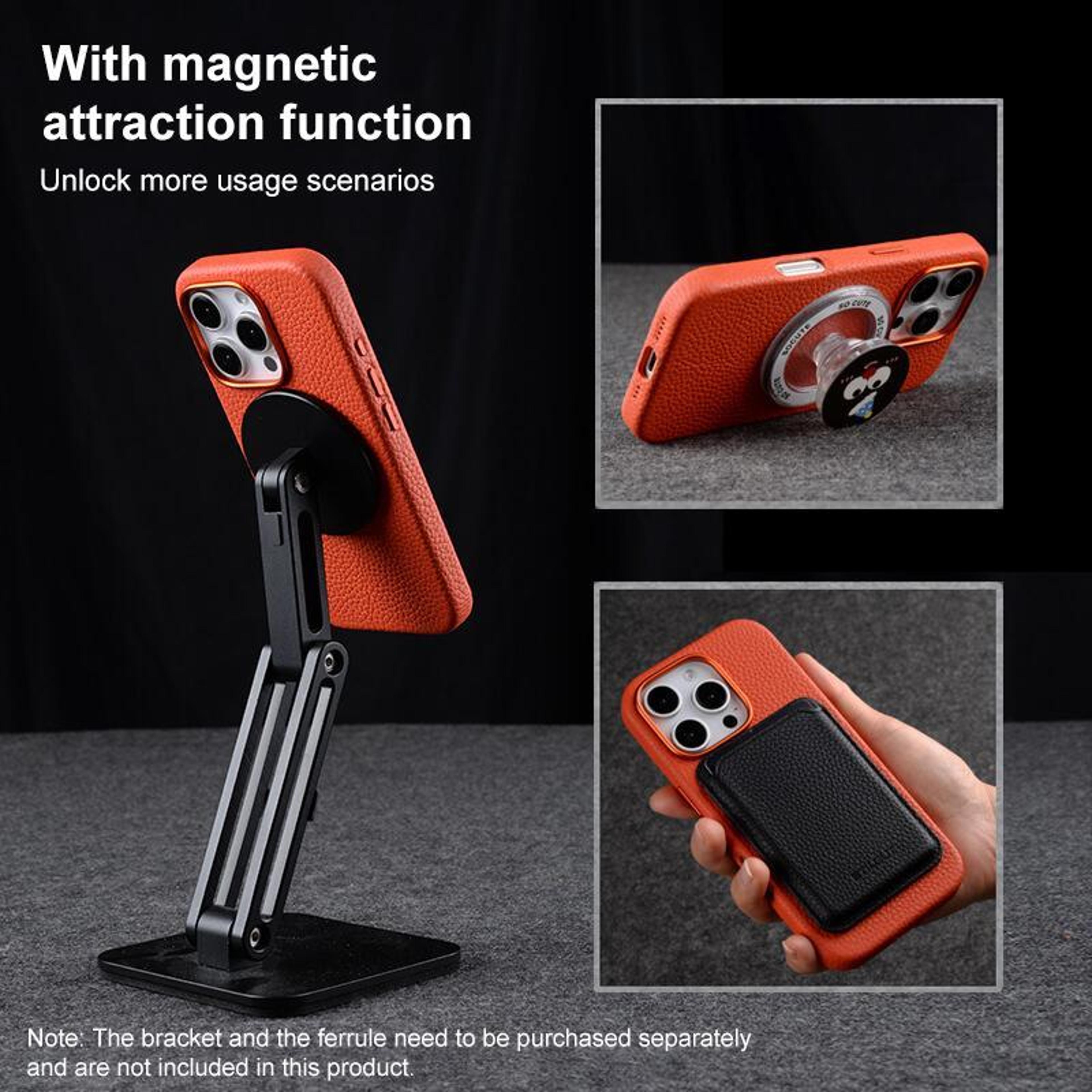 Magnetic Full Coverage Genuine Leather Phone Case For IPhone 18 Pro With AI Button 9
