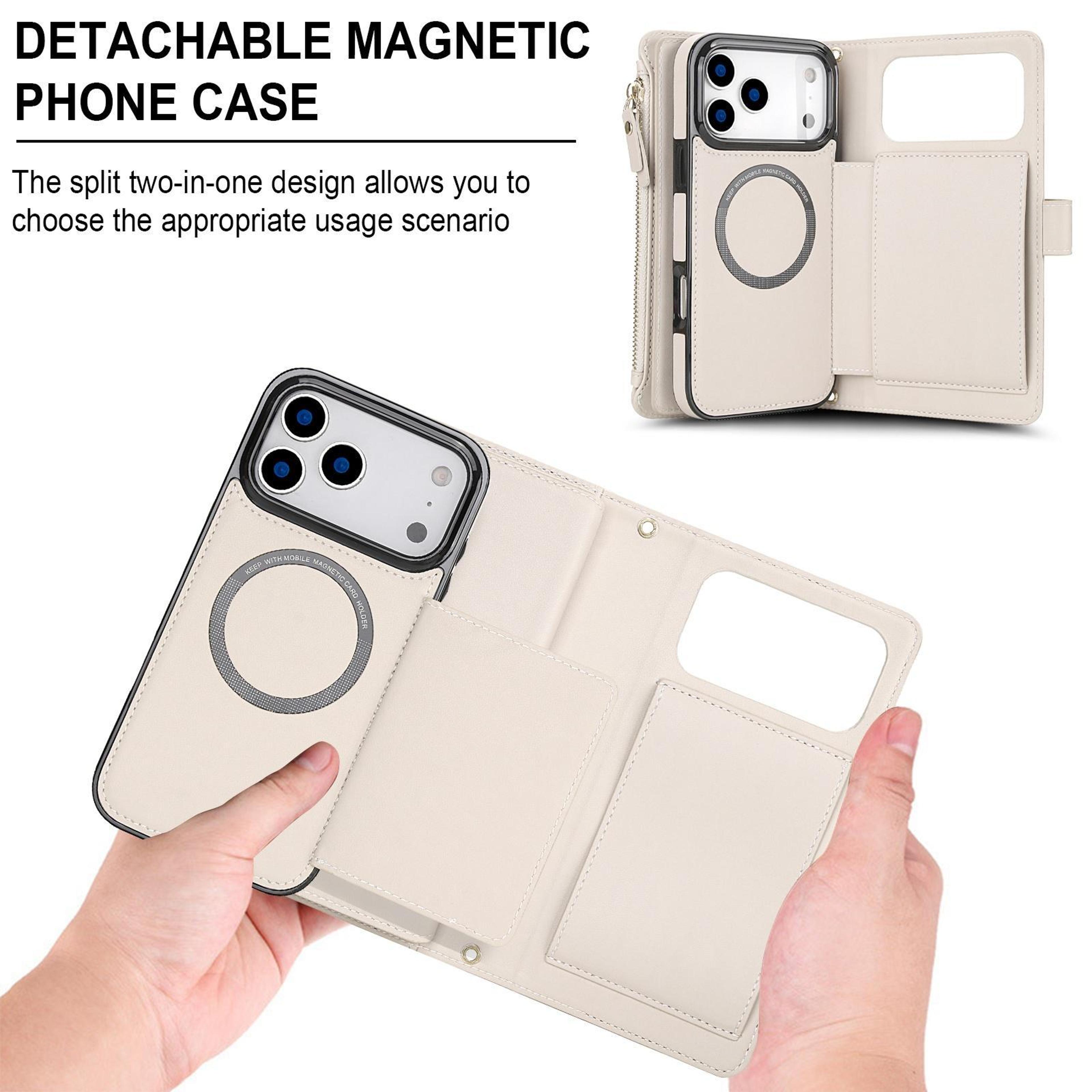 Detachable 2 In 1 Zipper Wallet Phone Case With Lanyard For IPhone 18 Pro 5