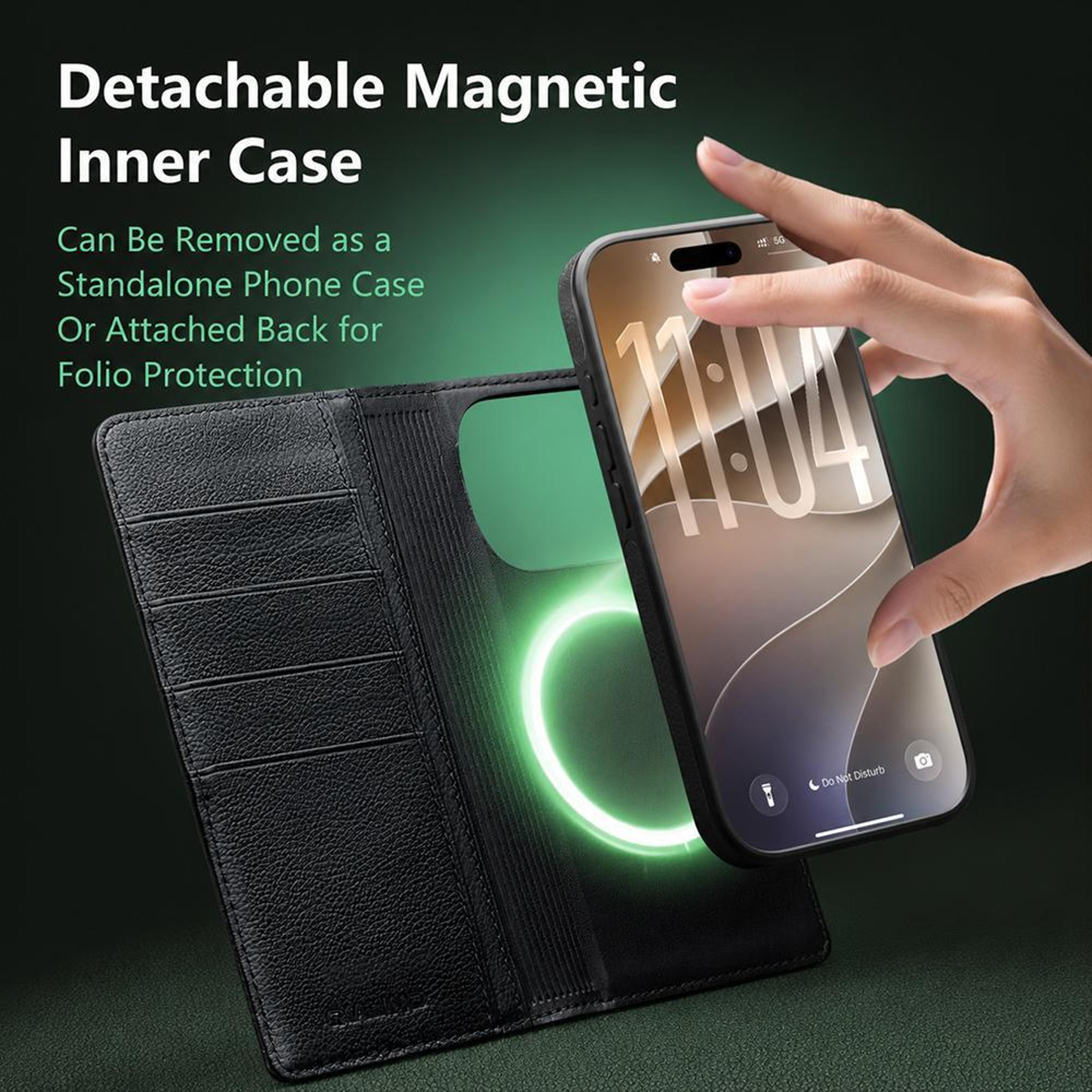 2in1 Detachable Genuine Leather Phone Case For IPhone 18 Pro With Magnetic Card Holder And Flip Cov 4